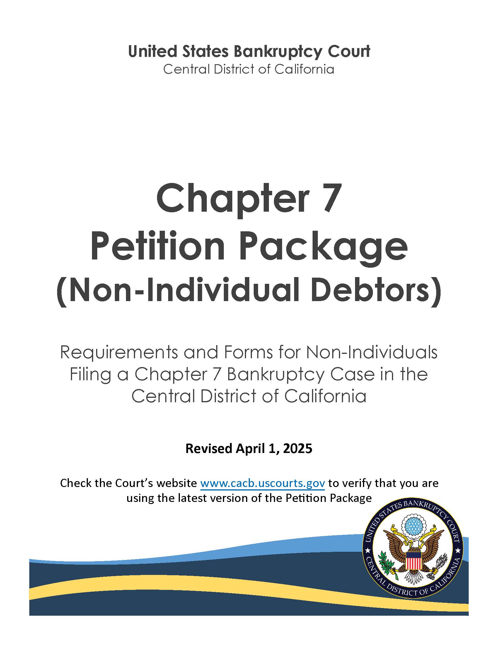 Chapter 7 Petition Filing Instructions (Non-Individual Debtors) | Pdf Fpdf Docx | California
