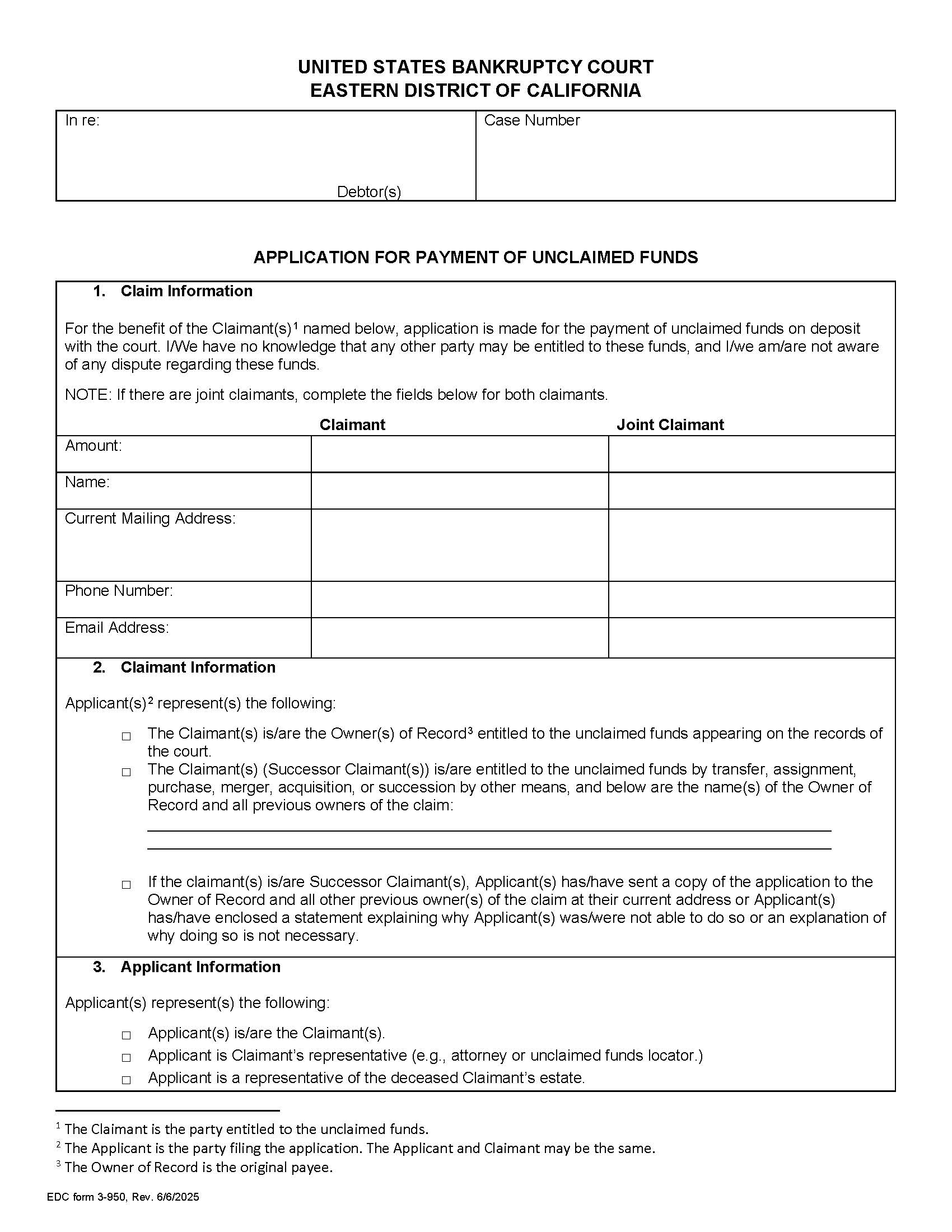 Application For Payment Of Unclaimed Funds {EDC 3-950} | Pdf Fpdf Docx | California