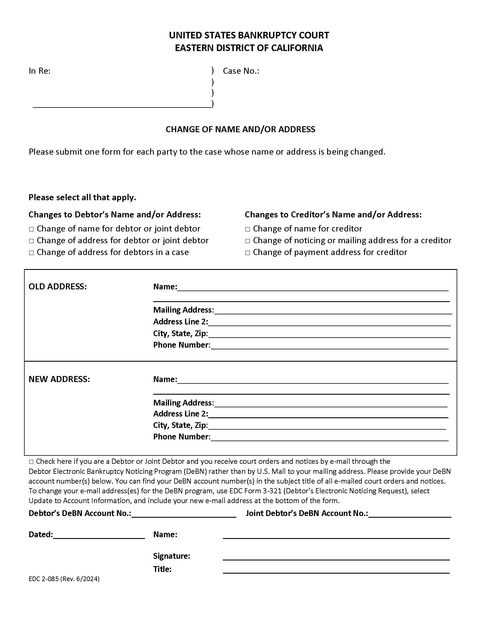 Change Of Address {EDC 2-085} | Pdf Fpdf Docx | California