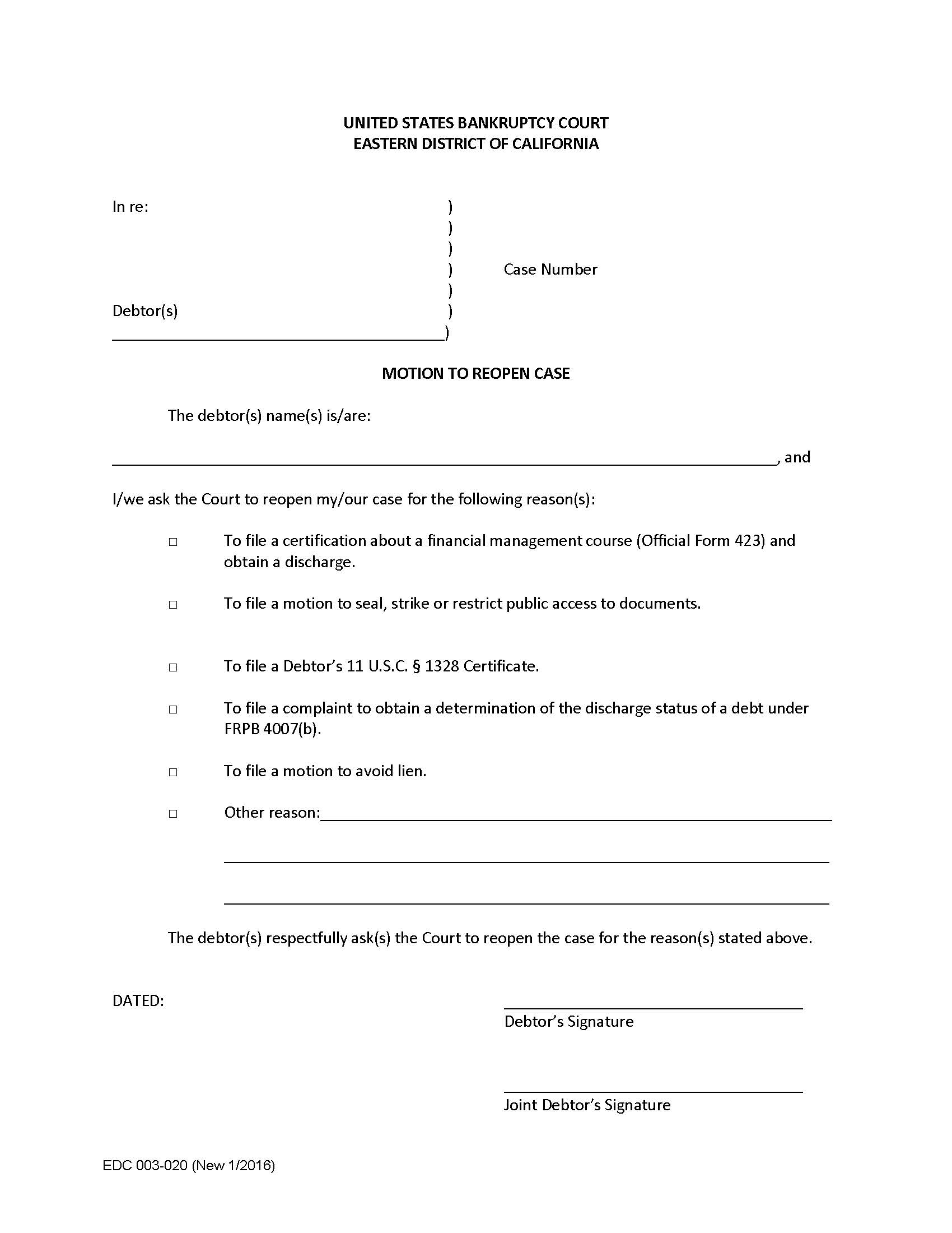 Motion To Reopen {EDC 003-020} | Pdf Fpdf Doc Docx | California