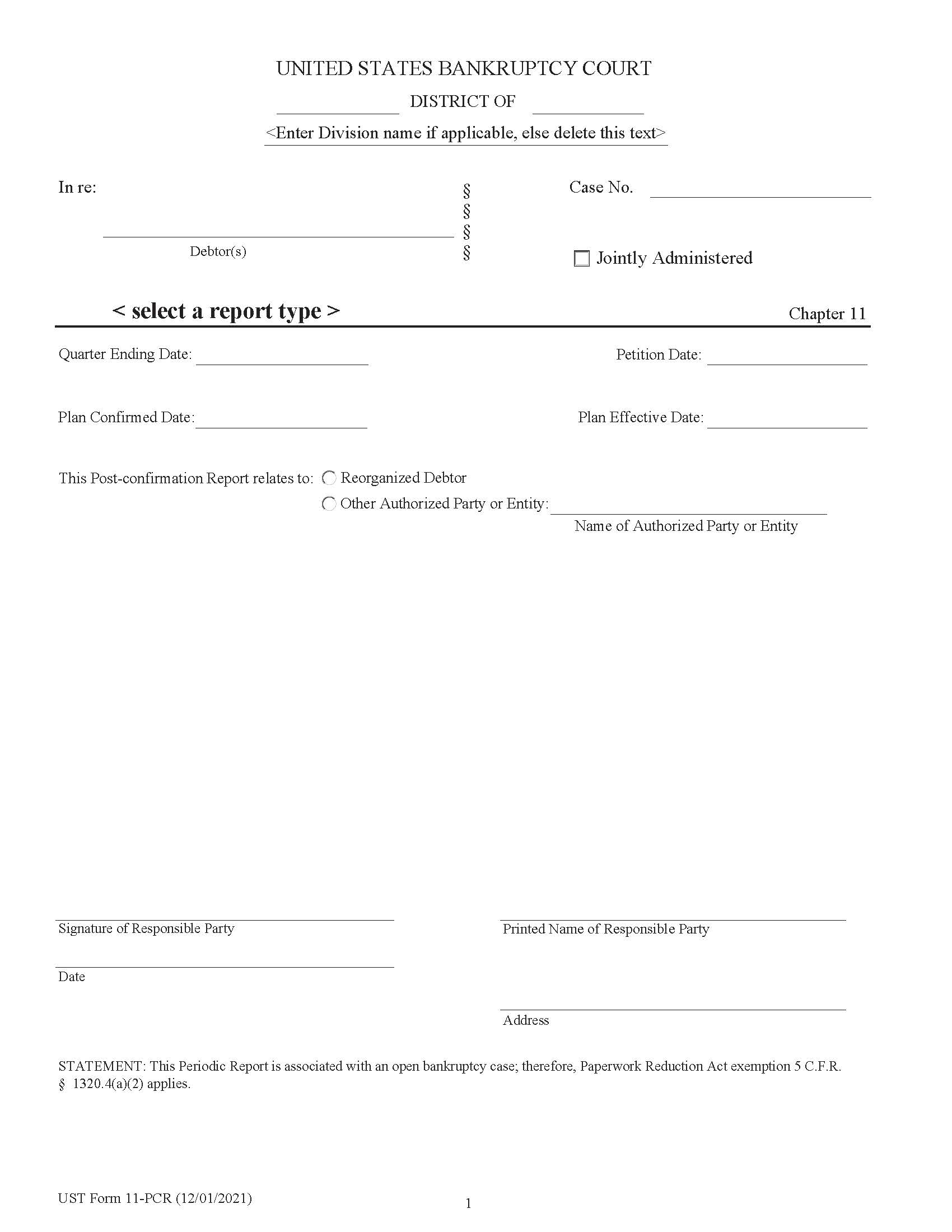 UST Form 11-PCR Post Confirmation Report {UST 11-PCR} | Pdf Fpdf Docx | California