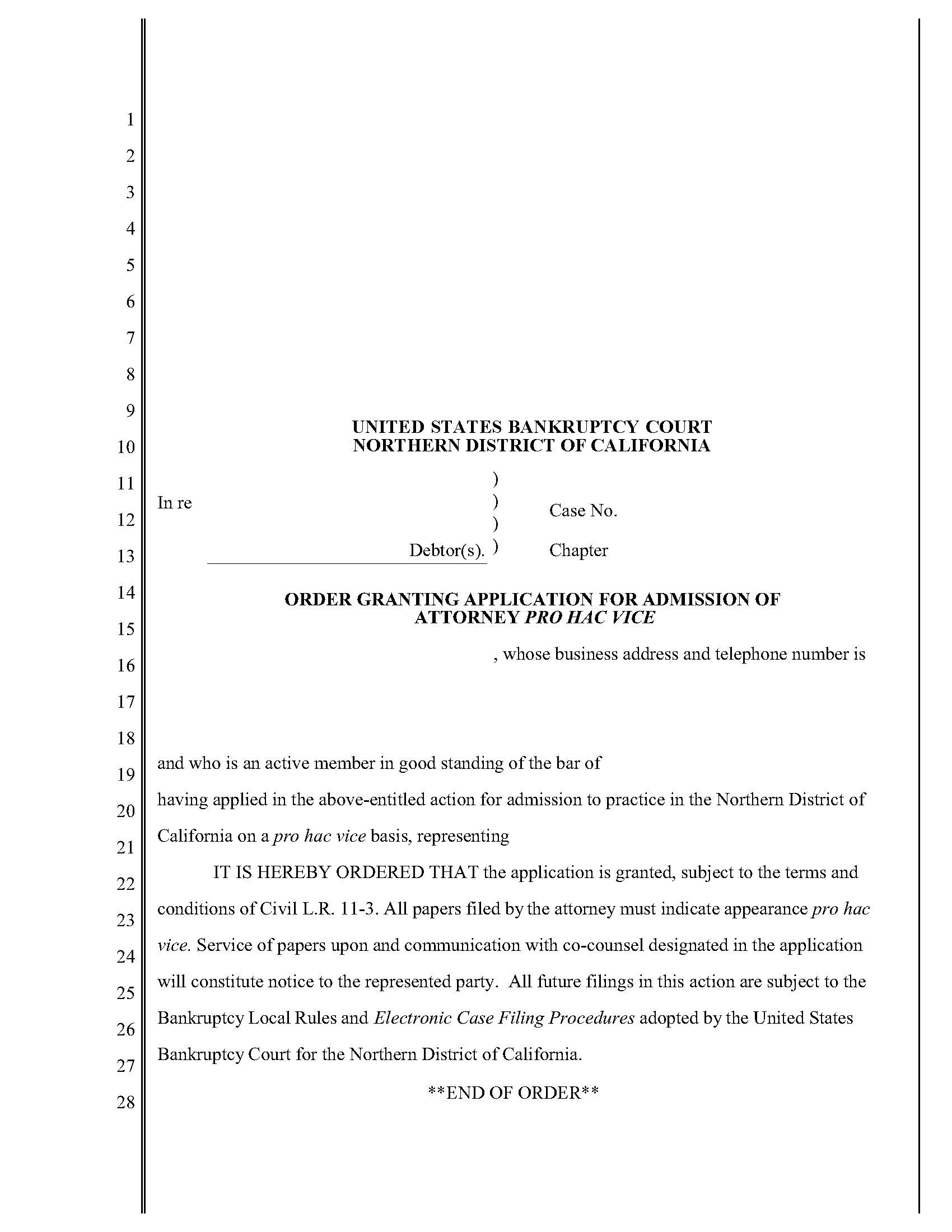 Pro Hac Vice Form Order | Pdf Fpdf Docx | California