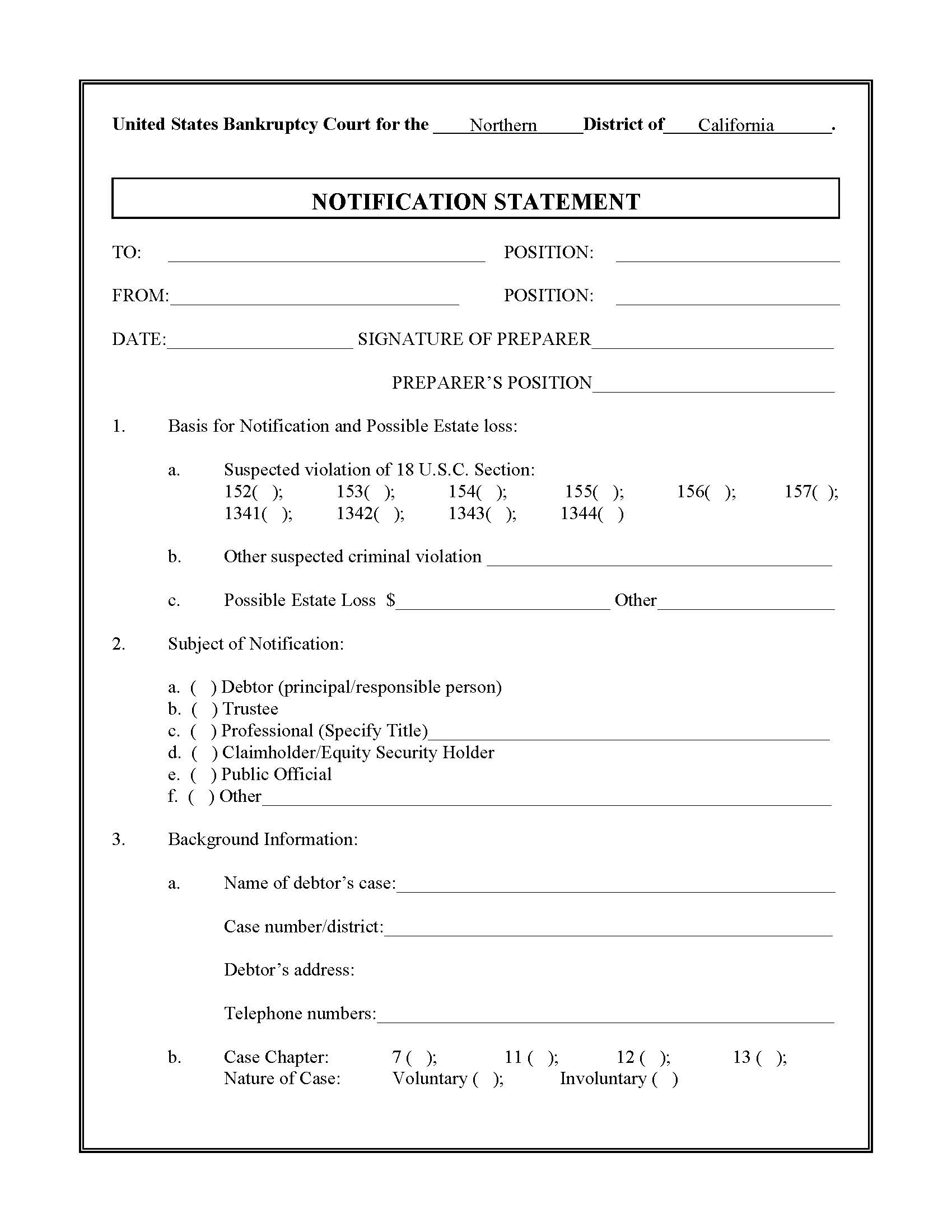 Abusive Reaffirmations Of Debt And Materially Fraudulent (Notification Statement) | Pdf Fpdf Docx | California