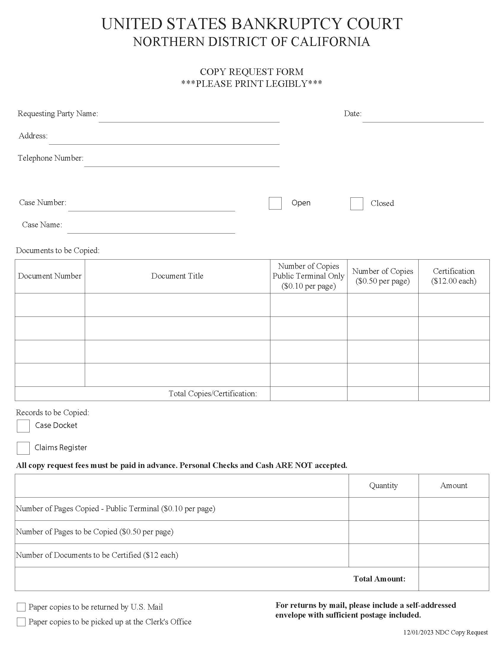 Copy Request Form | Pdf Fpdf Docx | California