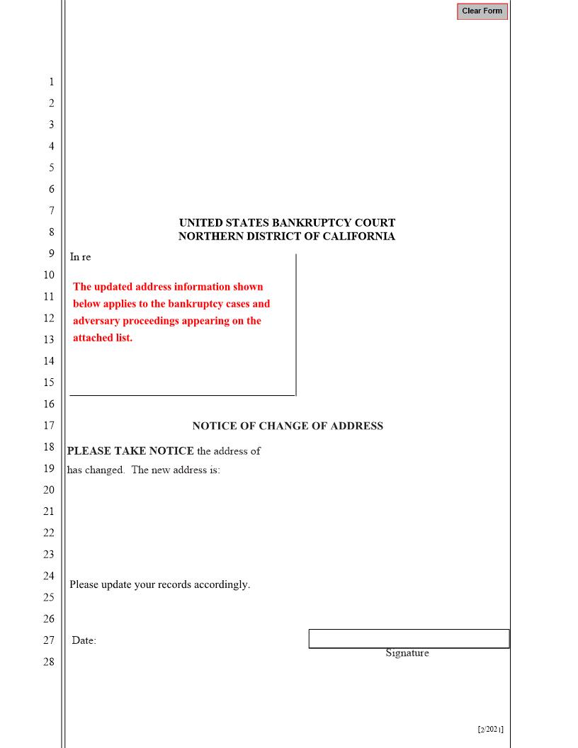 Notice Of Change Of Address (Multi) | Pdf Fpdf Docx | California