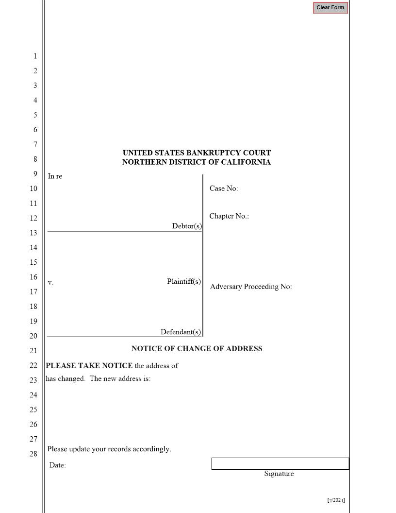 Notice Of Change Of Address | Pdf Fpdf Docx | California