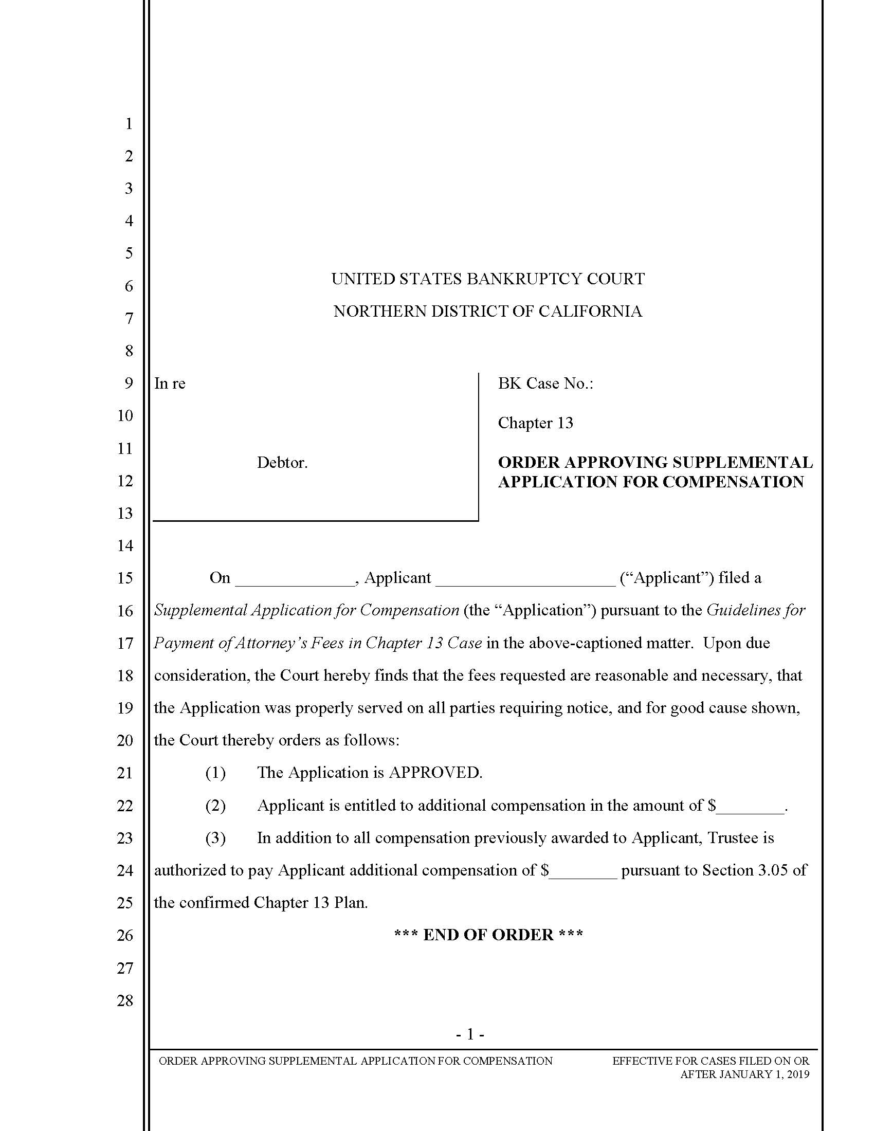 Order Re Supplemental Application For Compensation | Pdf Fpdf Docx | California