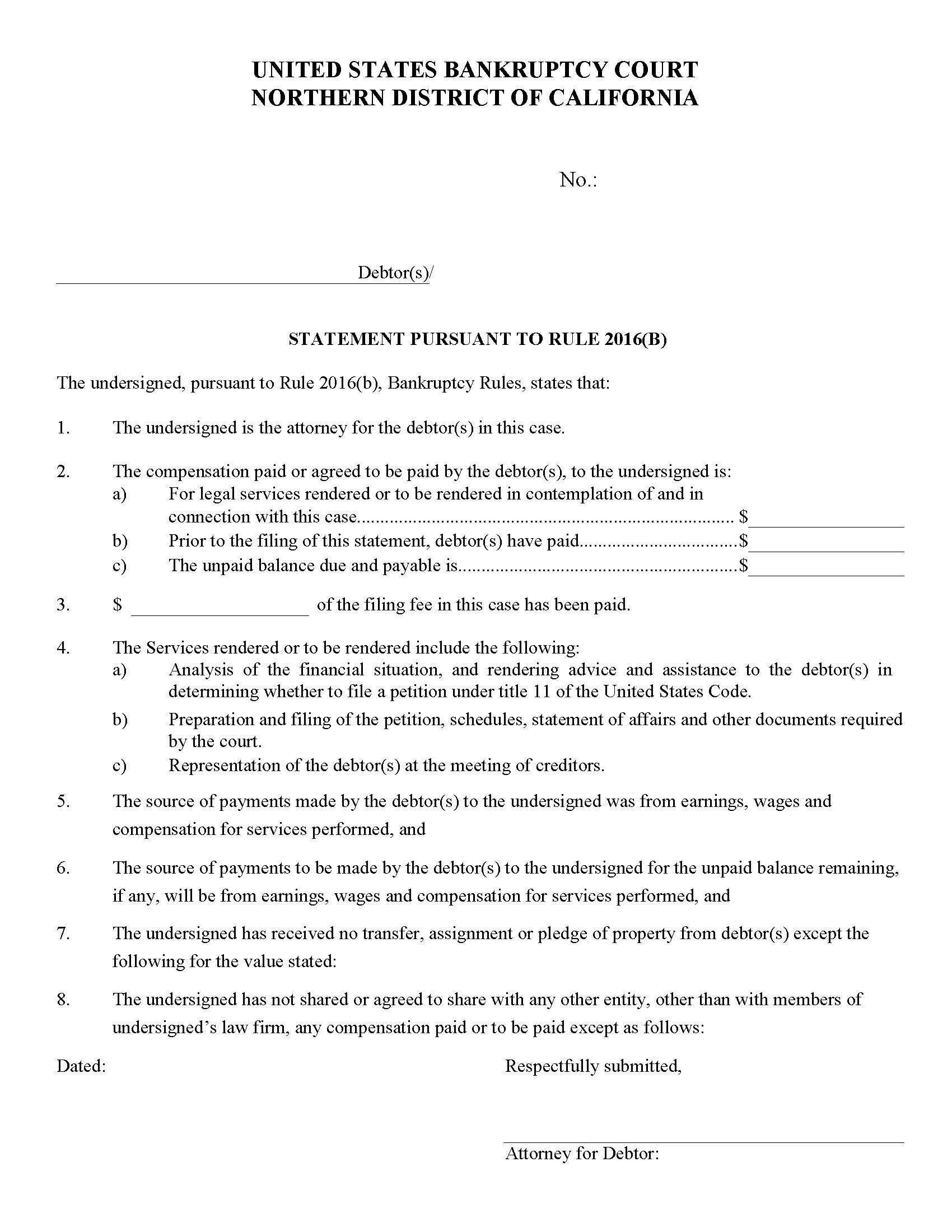 Statement  Pursuant To Rule 2016(B) | Pdf Fpdf Docx | California