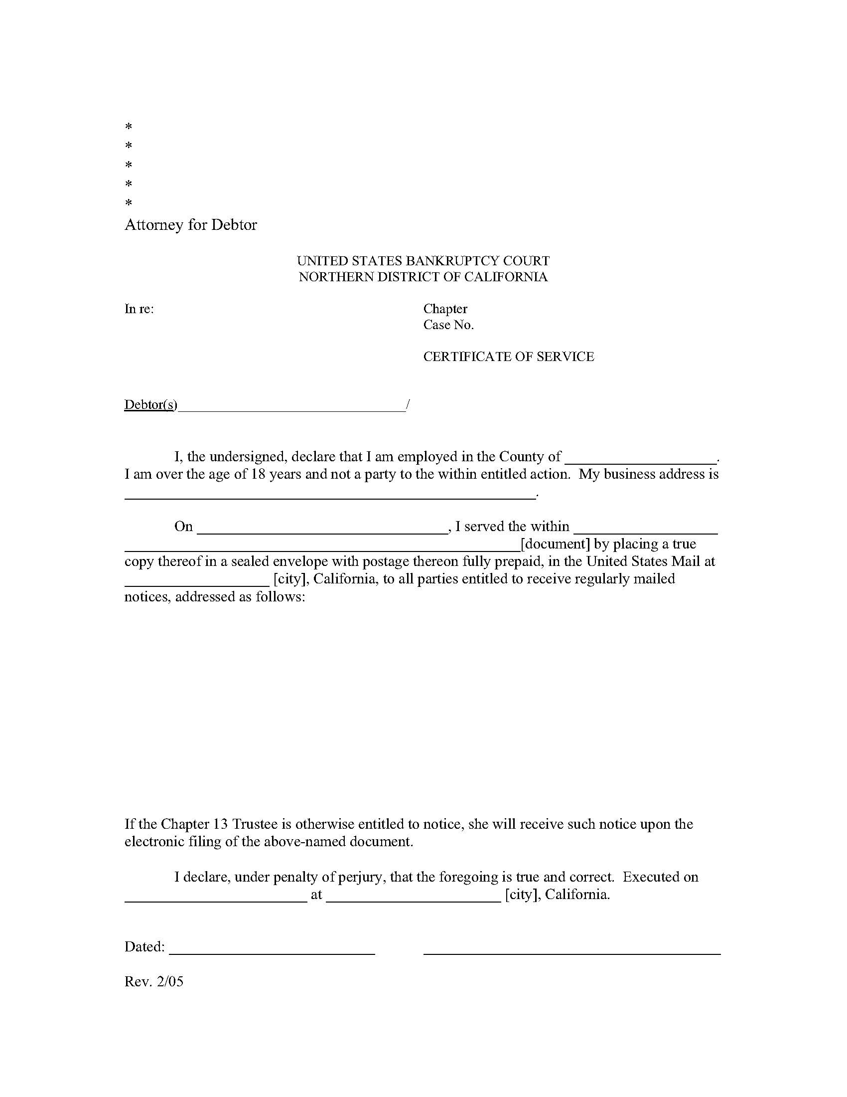 Certificate Of Service | Pdf Fpdf Docx | California