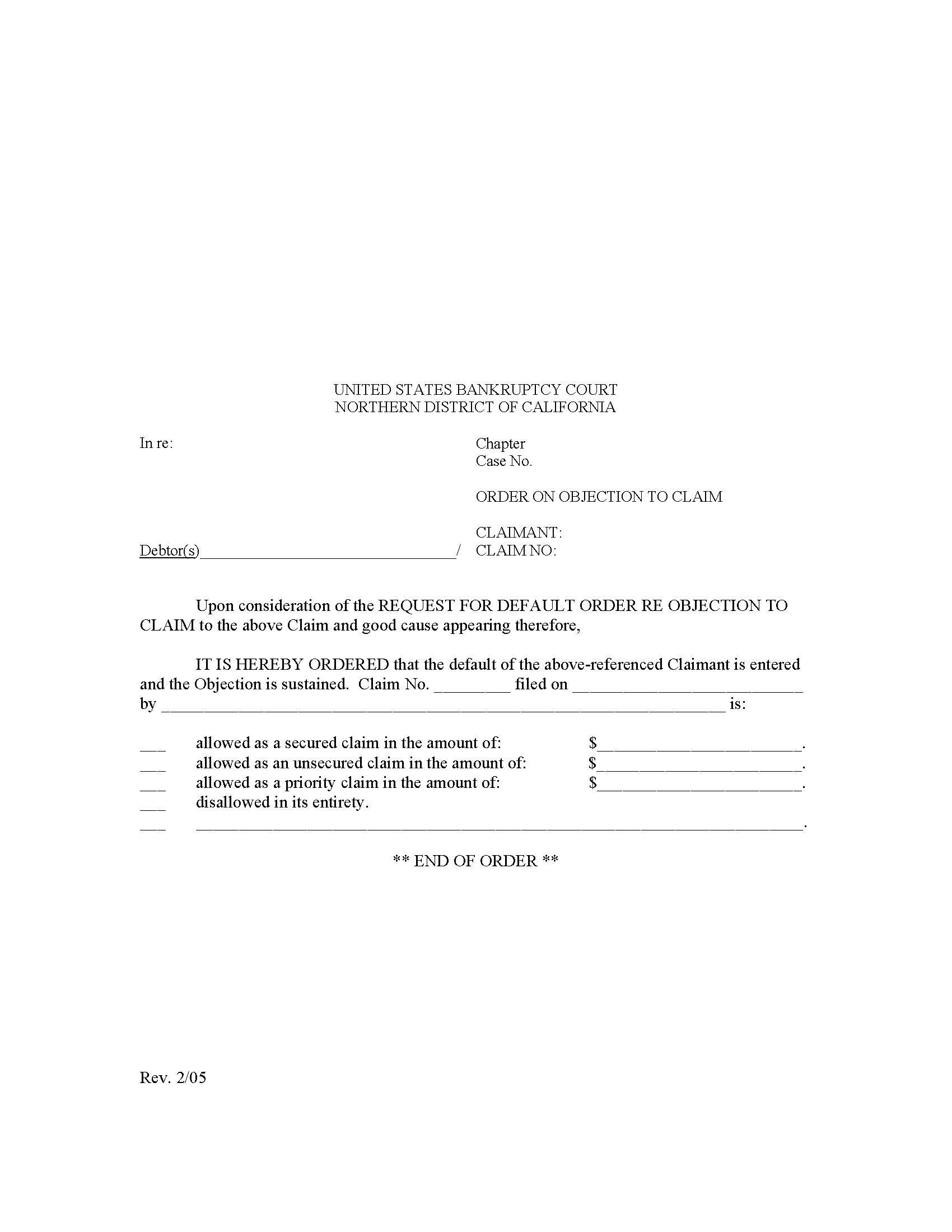 Order On Objection To Claim | Pdf Fpdf Docx | California