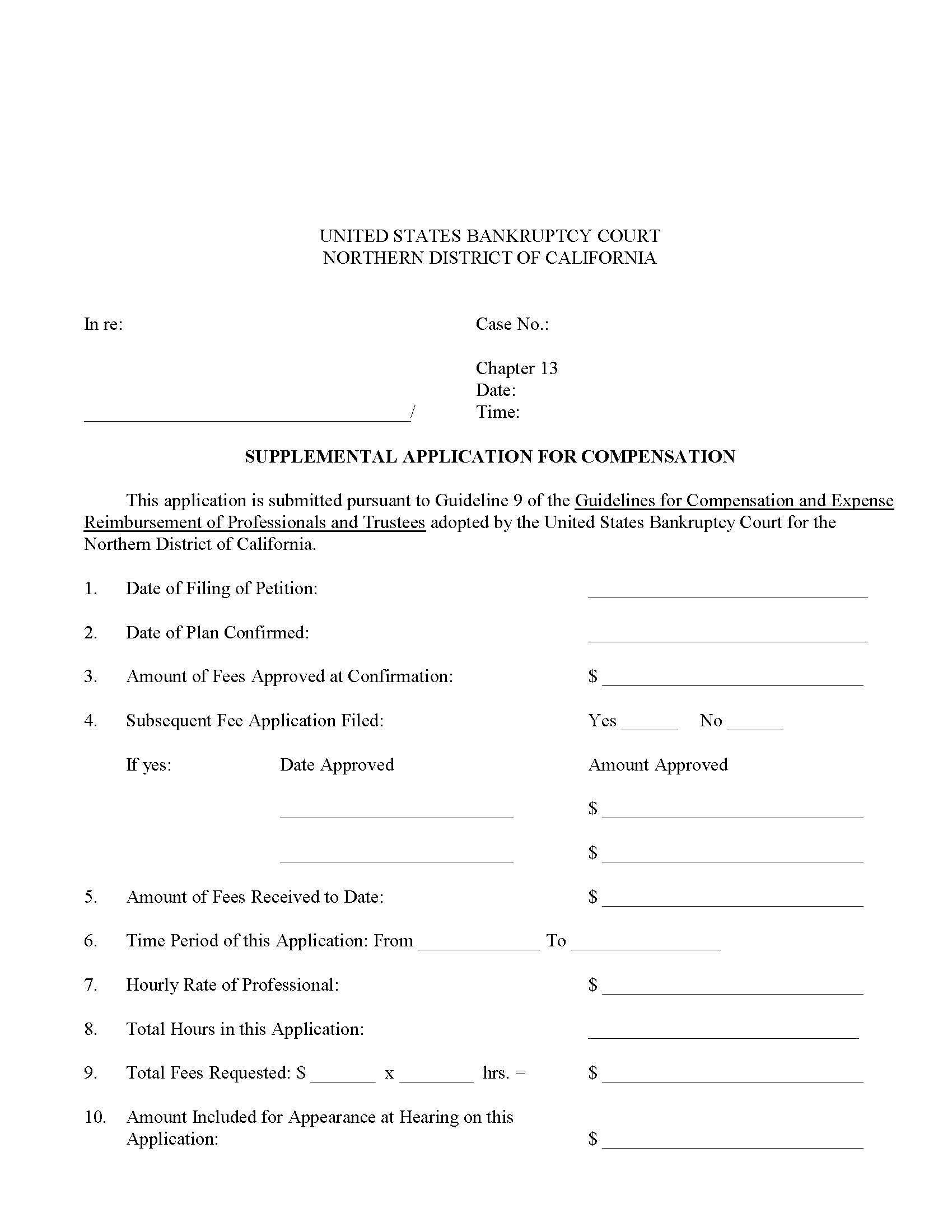 Supplemental Application For Compensation (Hearing Required) | Pdf Fpdf Docx | California