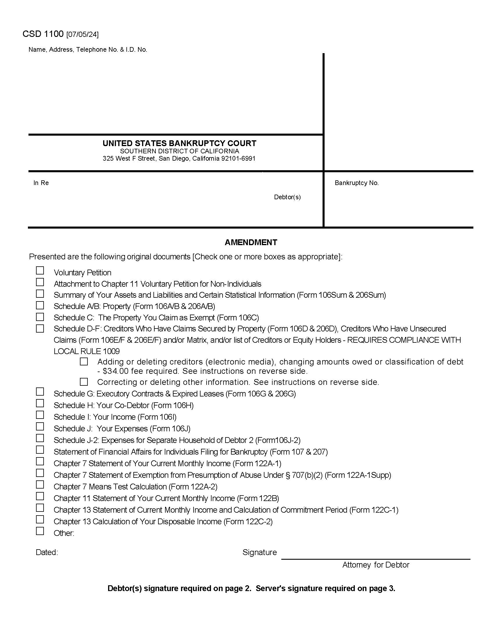 Amendment {CSD 1100} | Pdf Fpdf Docx | California