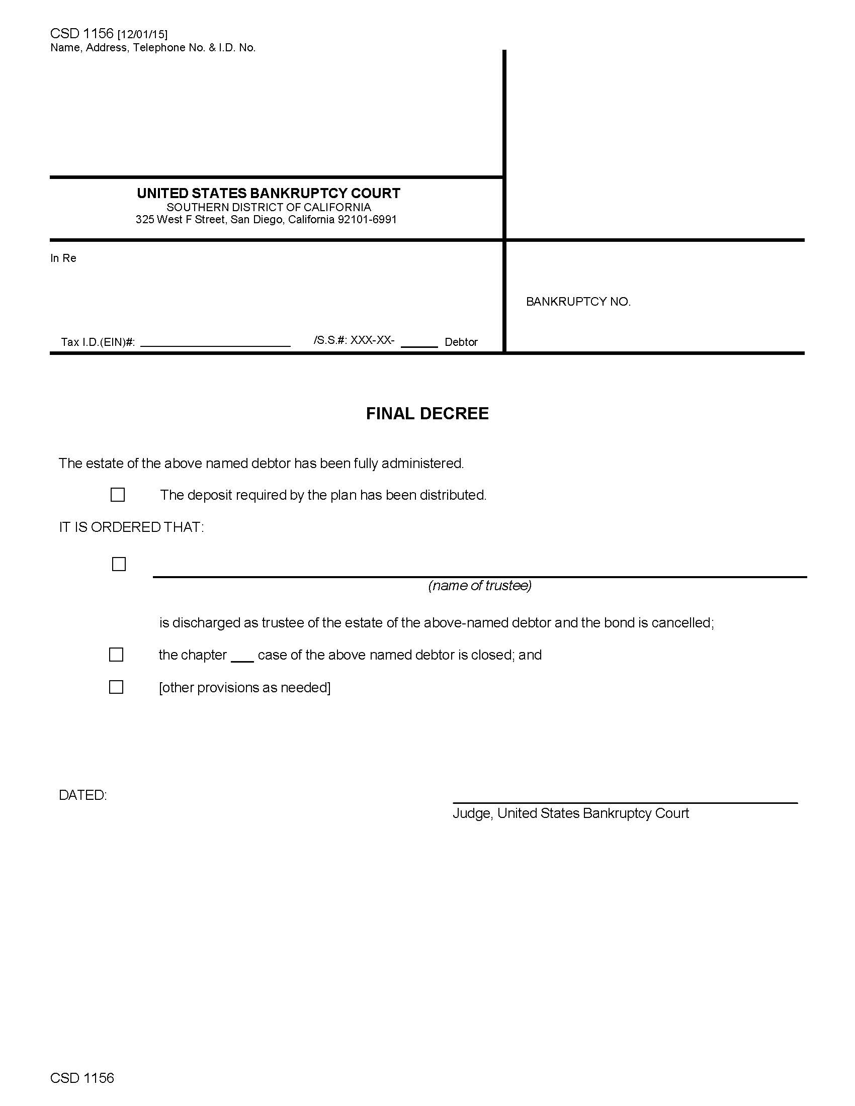 Final Decree {CSD 1156} | Pdf Fpdf Doc Docx | California