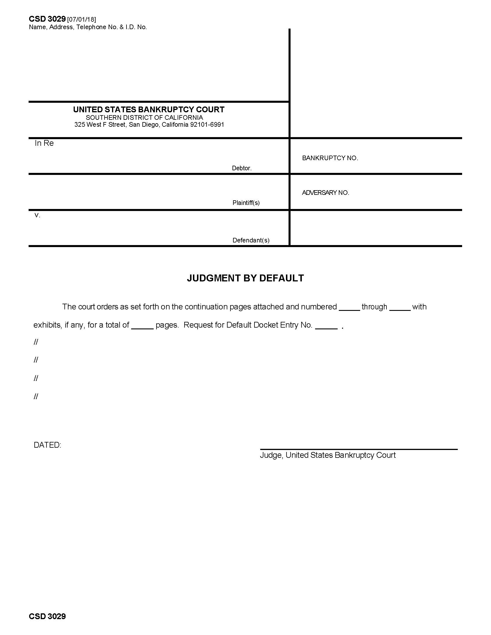Judgment By Default {CSD 3029} | Pdf Fpdf Docx | California