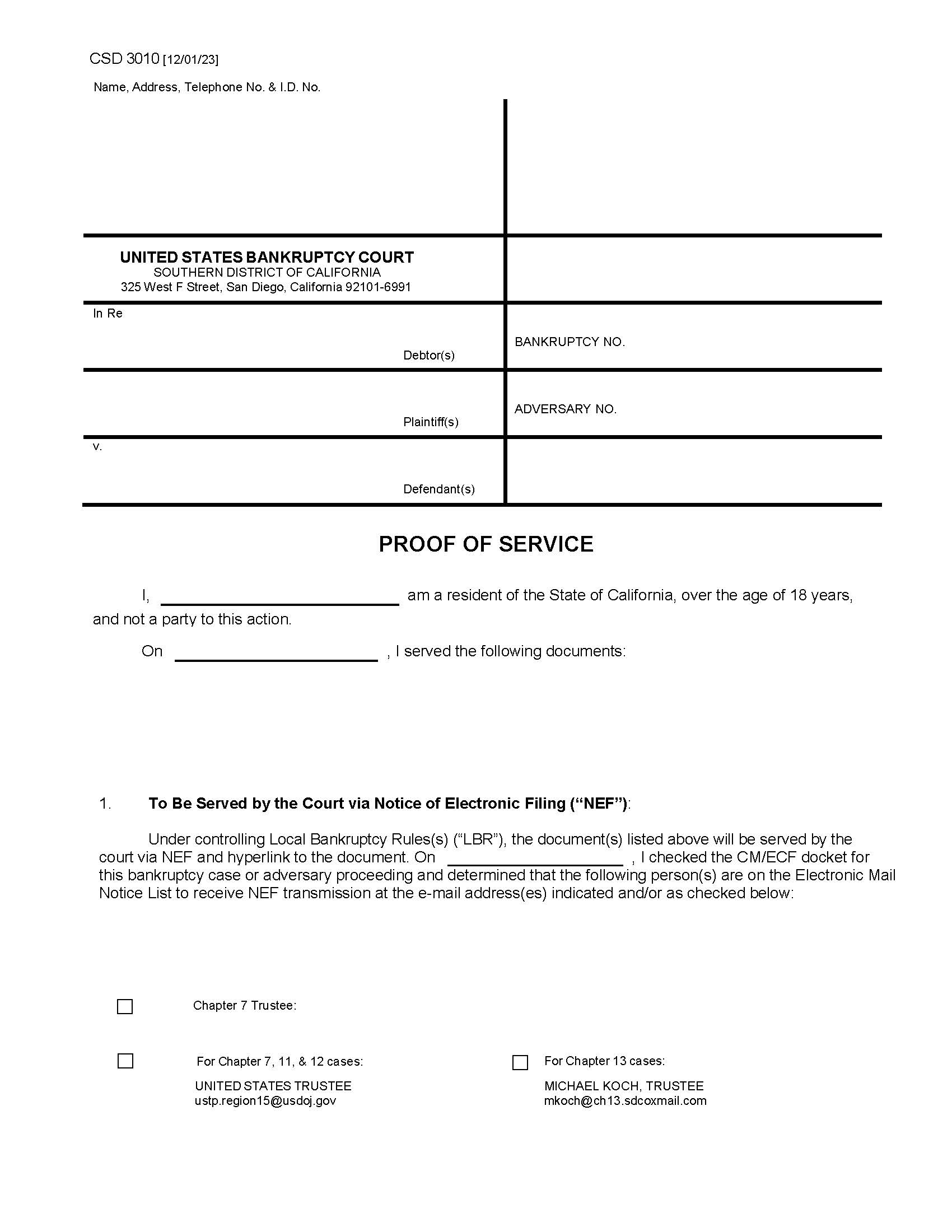 Proof Of Service Adversary {CSD 3010} | Pdf Fpdf Docx | California