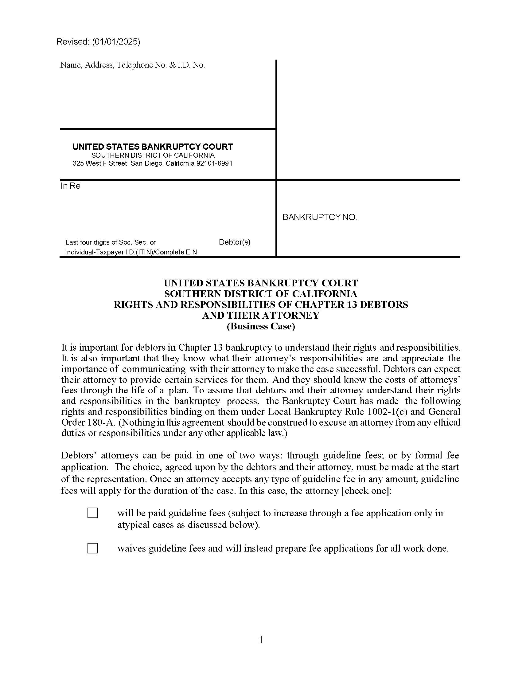 Rights And Responsibilities Of Chapter 13 Debtors And Their Attorneys (Business Case) | Pdf Fpdf Docx | California