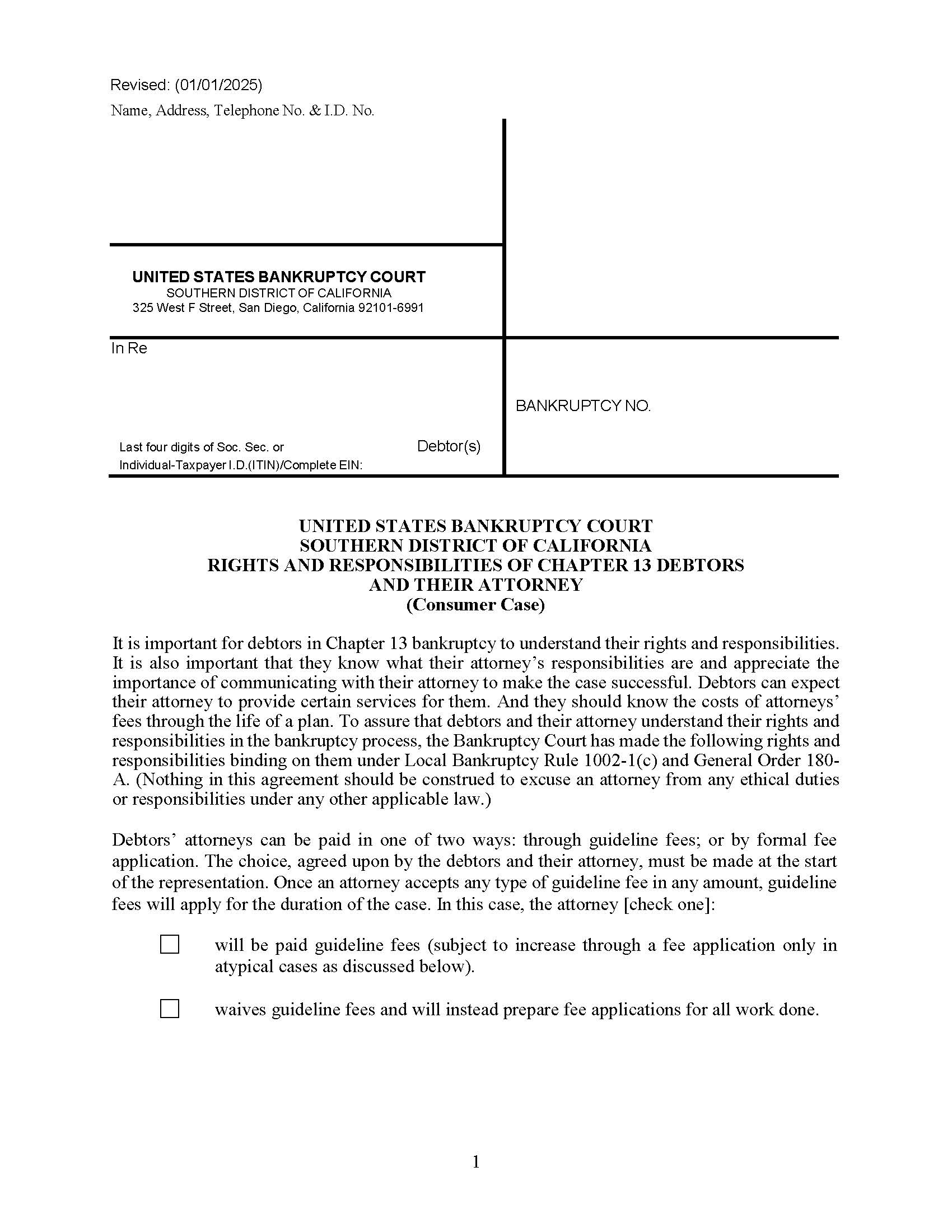 Rights And Responsibilities Of Chapter 13 Debtors And Their Attorneys (Consumer Case) | Pdf Fpdf Docx | California