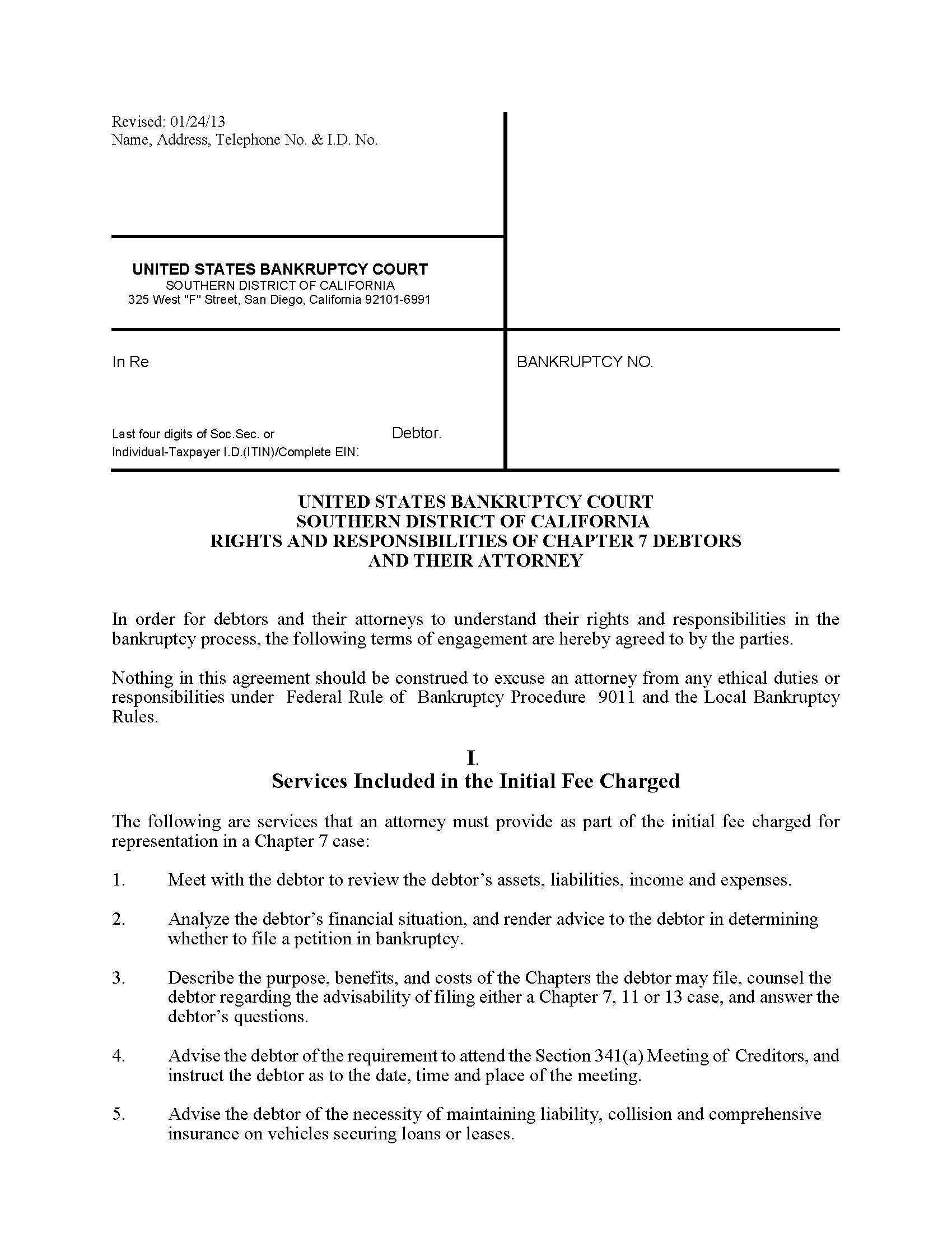 Rights And Responsibilities Of Chapter 7 Debtors And Their Attorney | Pdf Fpdf Doc Docx | California