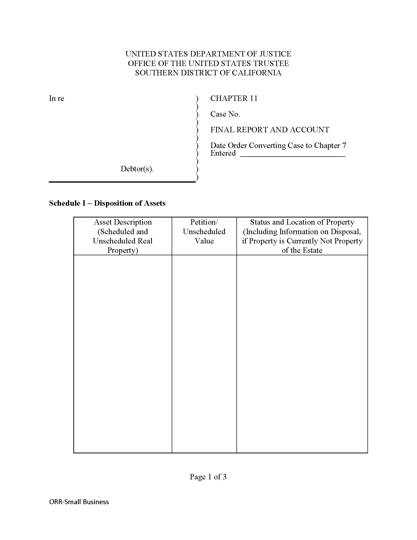 Chapter 11 Final Report And Account | Pdf Fpdf Docx | California