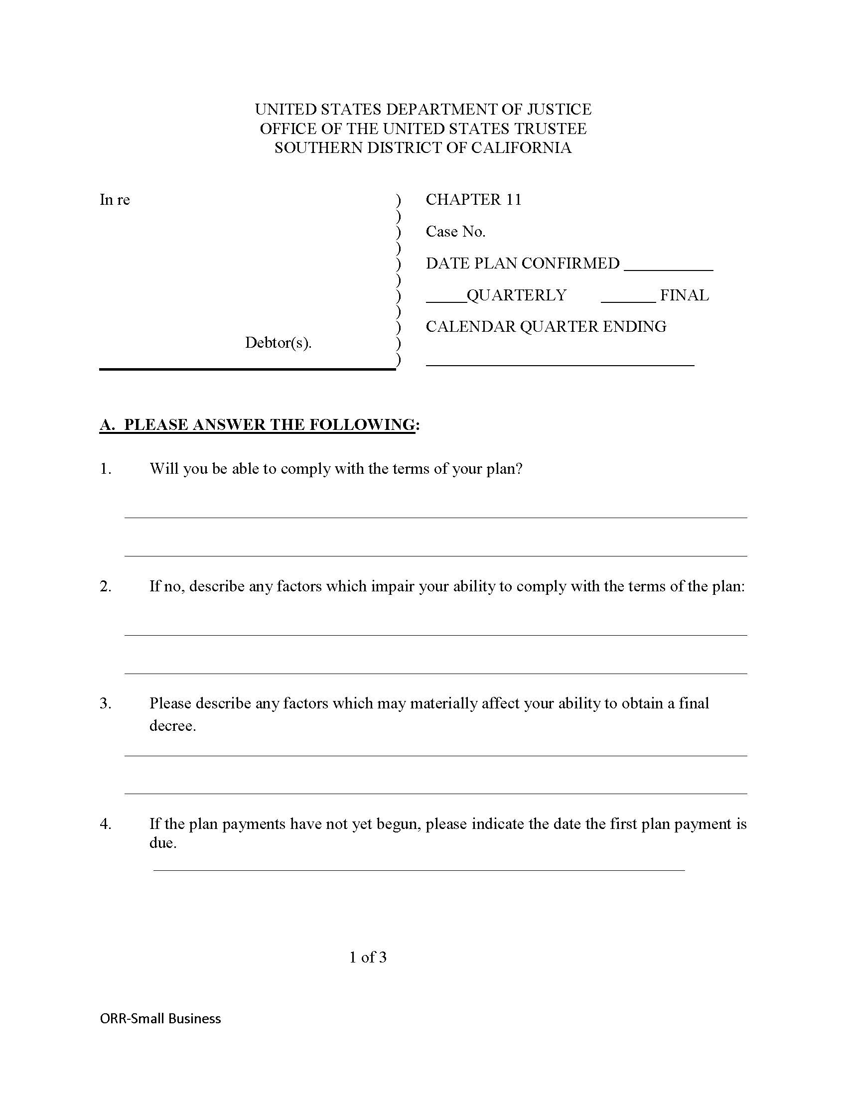 Chapter 11 Post Confirmation Report | Pdf Fpdf Docx | California