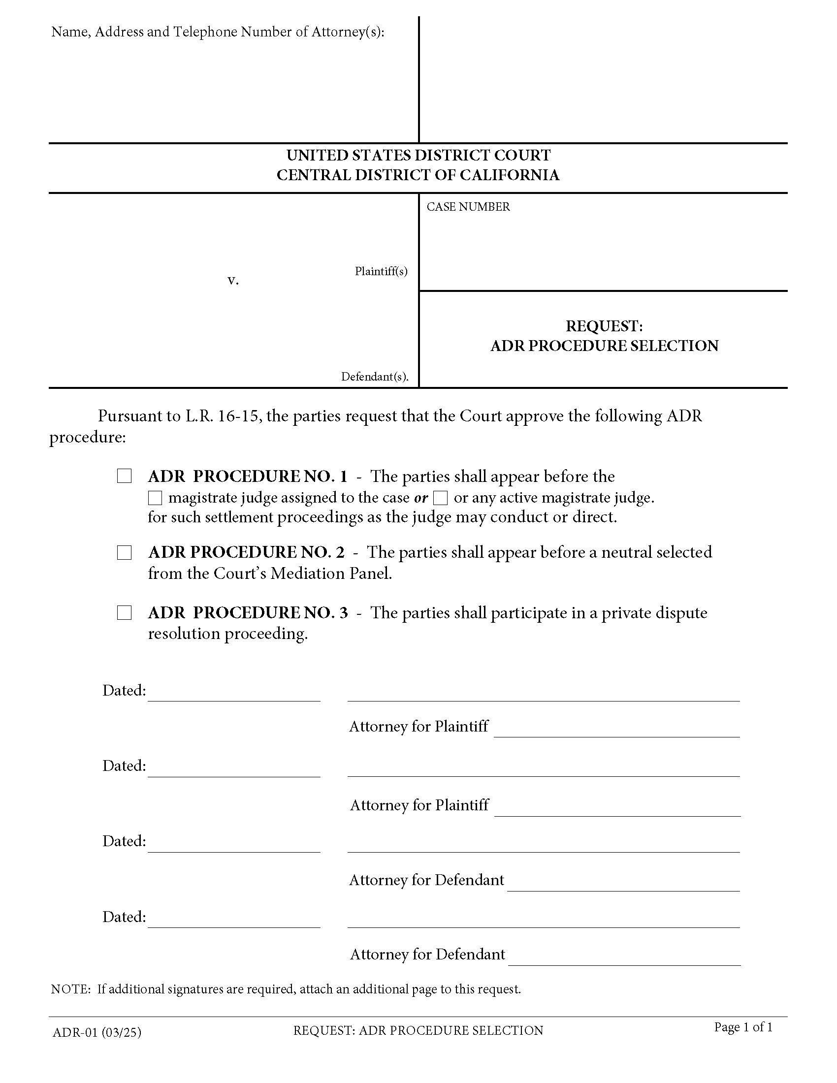Request ADR Procedure Selection {ADR-01} | Pdf Fpdf Docx | California