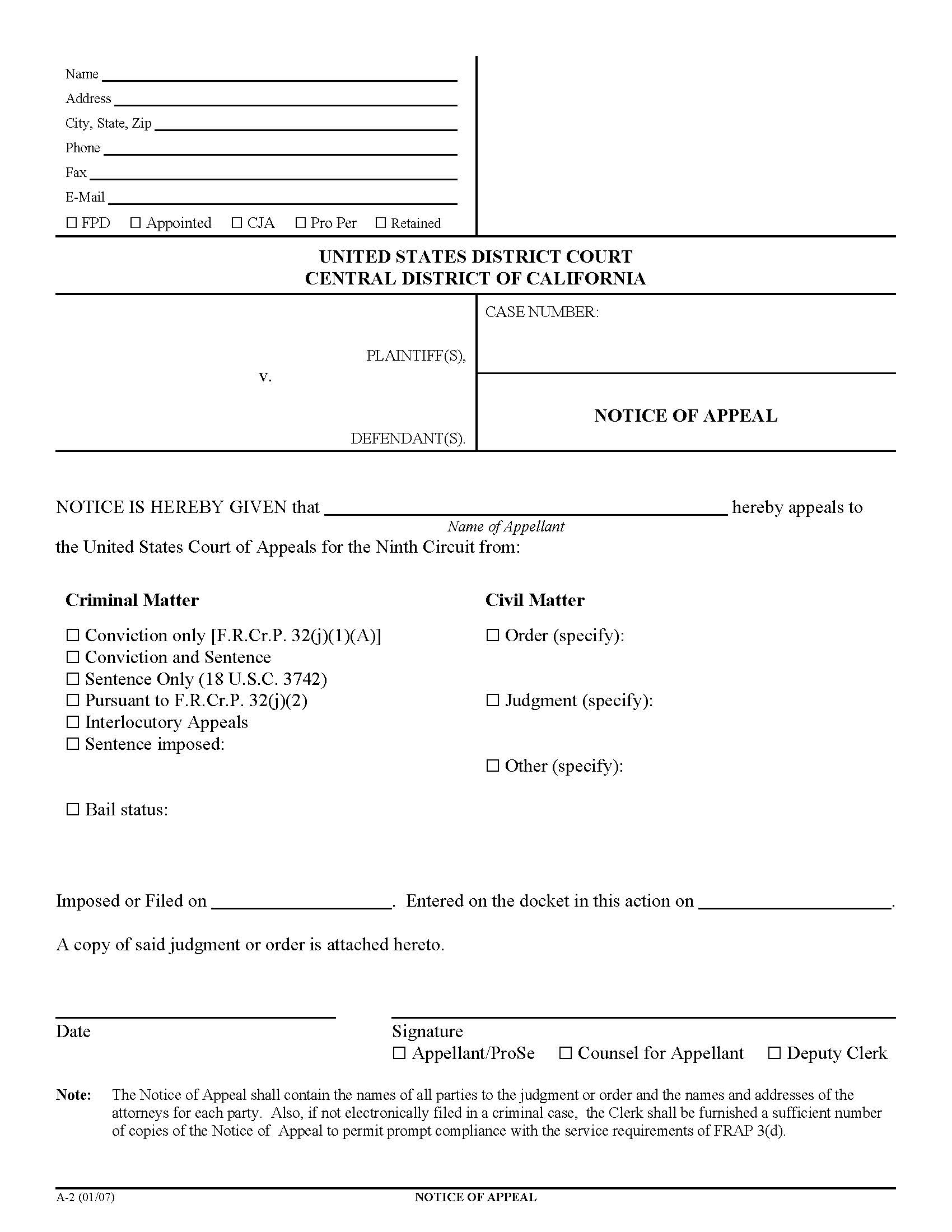 Notice Of Appeal {A-2} | Pdf Fpdf Doc Docx | California