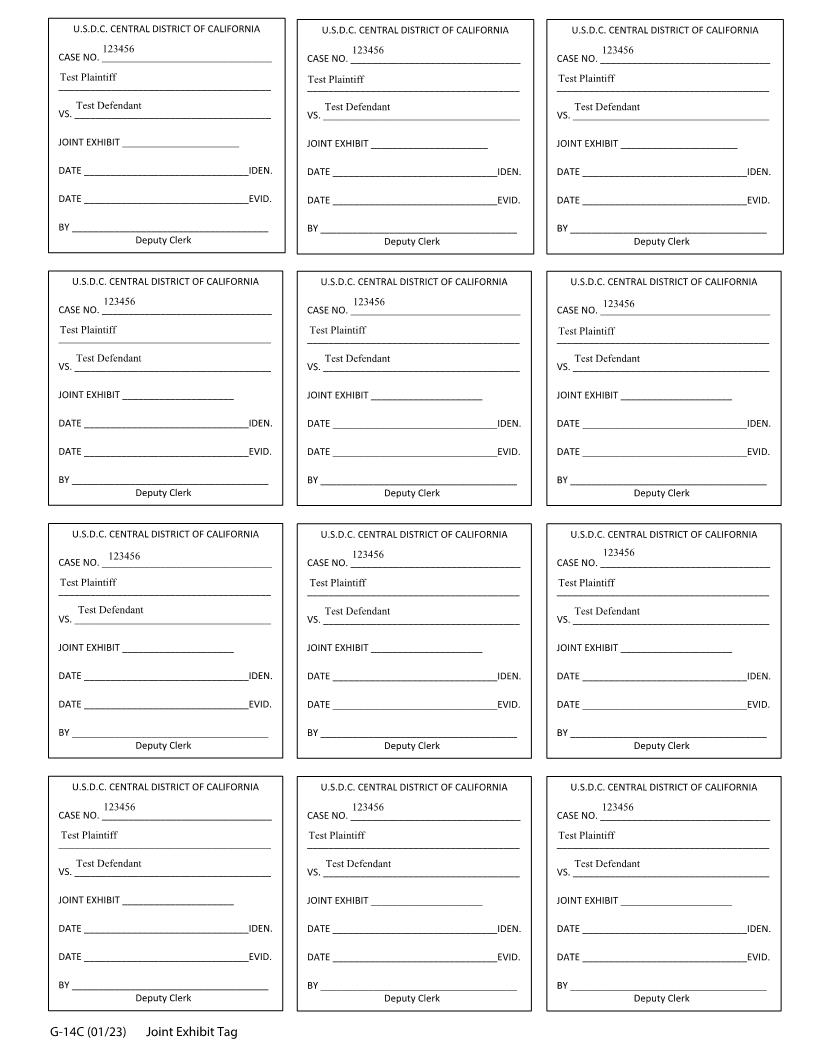 Exhibit Tag (Joint) {G-14C} | Pdf Fpdf Docx | California