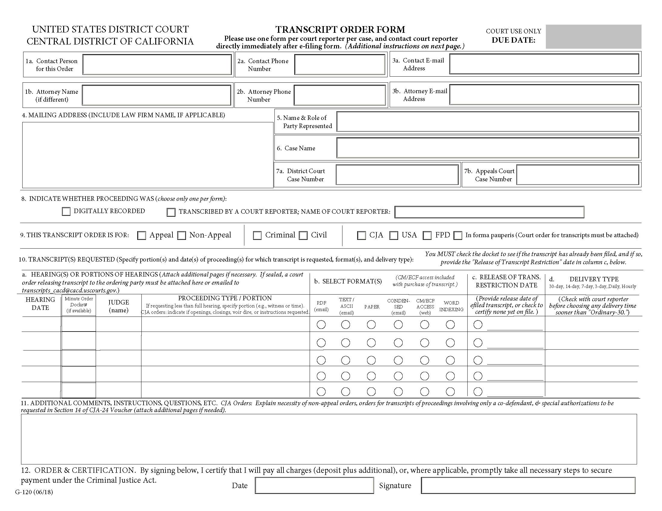 Transcript Order Form {G-120} | Pdf Fpdf Docx | California