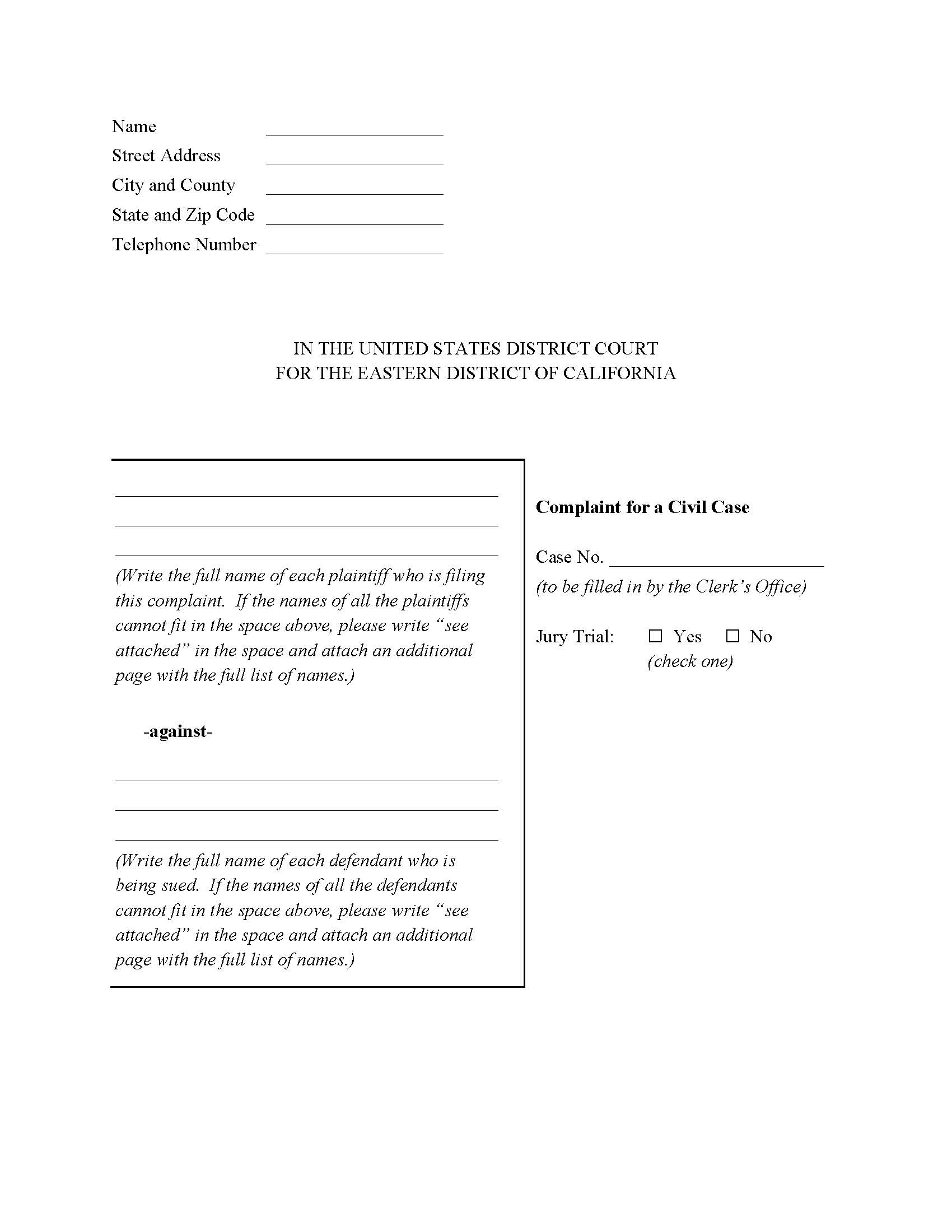 Complaint For A Civil Case | Pdf Fpdf Doc Docx | California