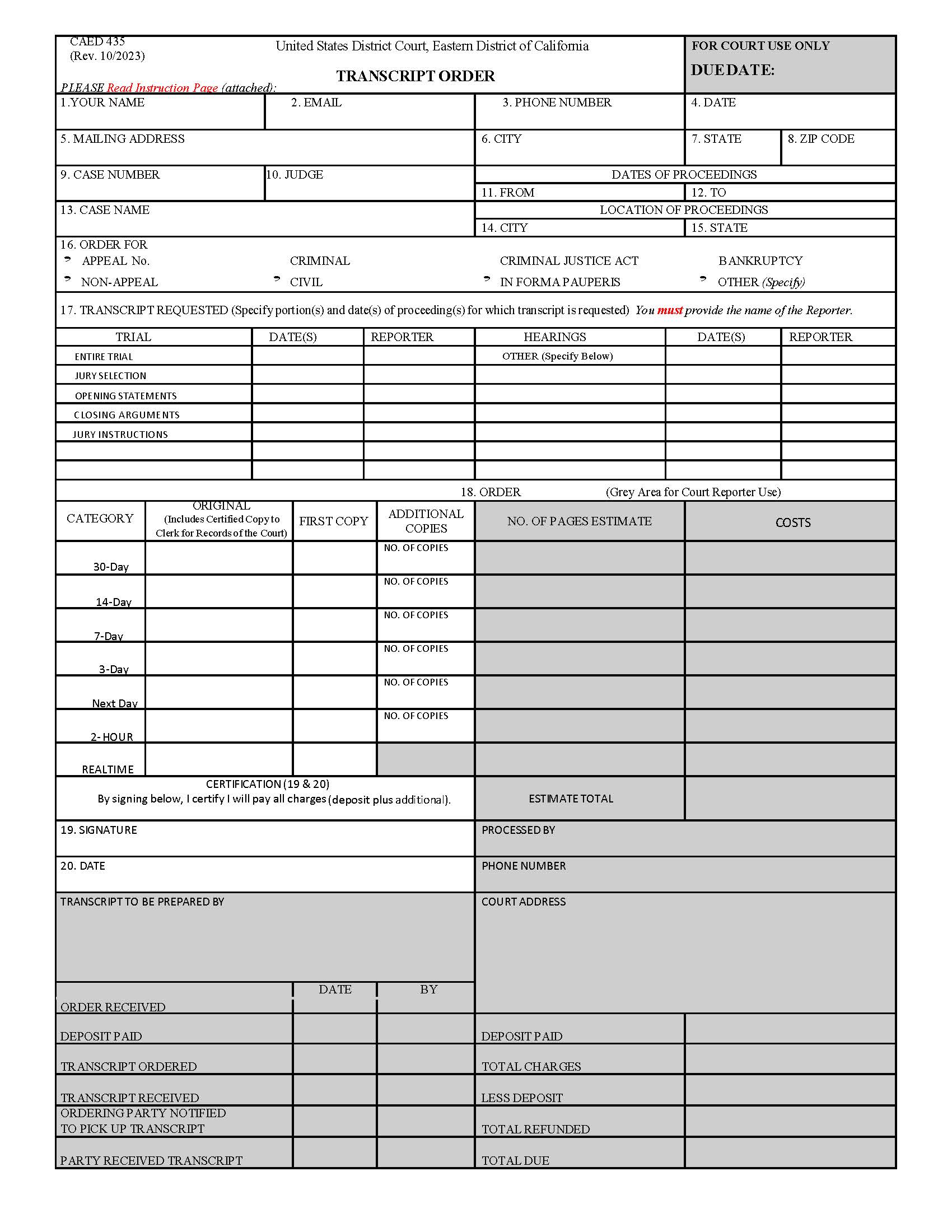 Transcript Order {CAED 435} | Pdf Fpdf Docx | California