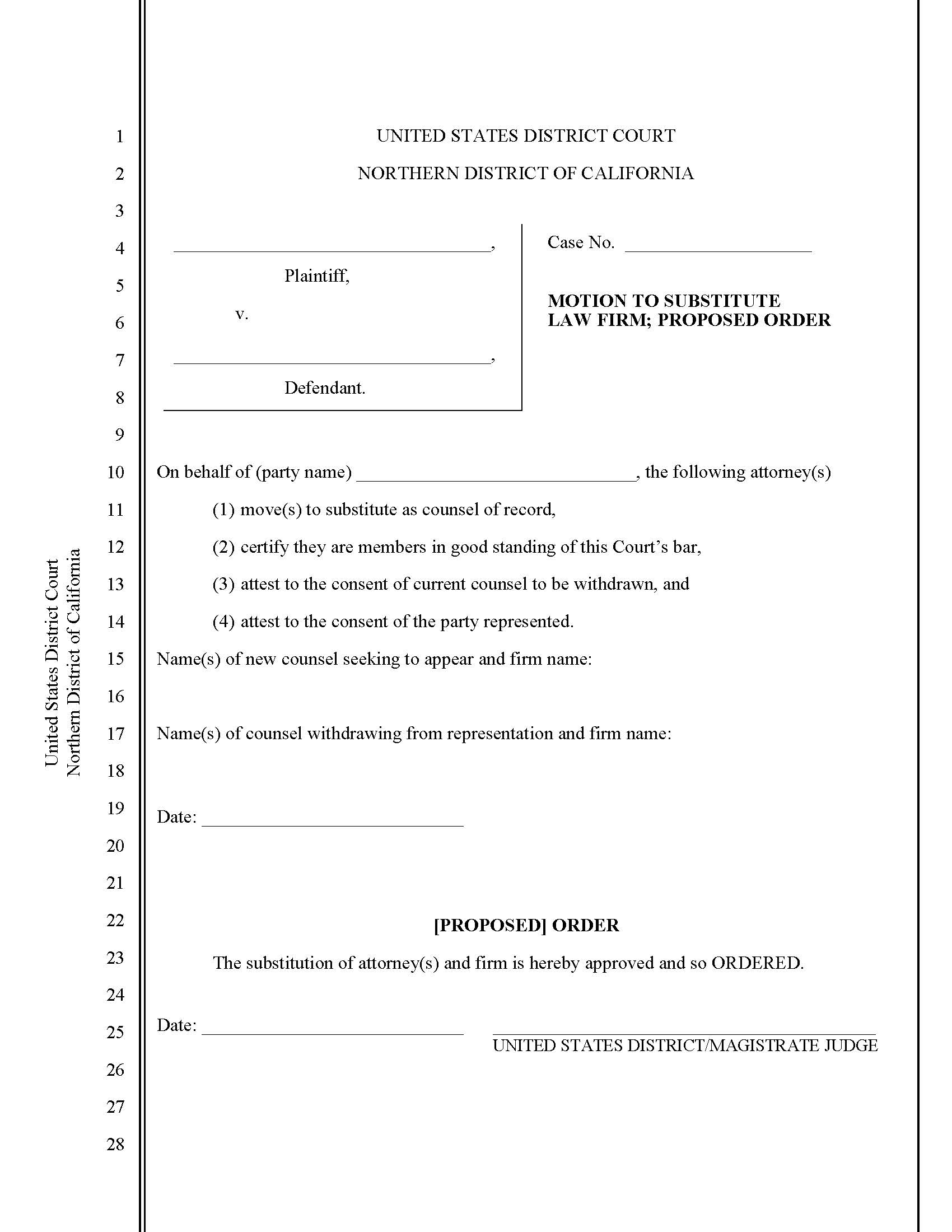 Substitute Law Firm-Proposed Order | Pdf Fpdf Docx | California