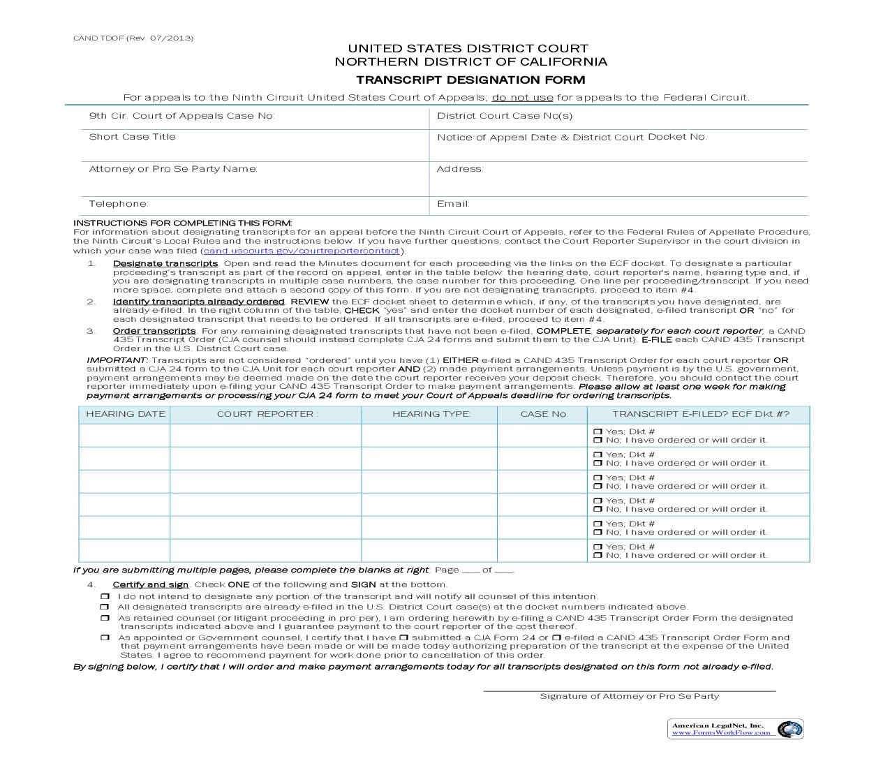 Transcript Designation Form | Pdf Fpdf Doc Docx | California