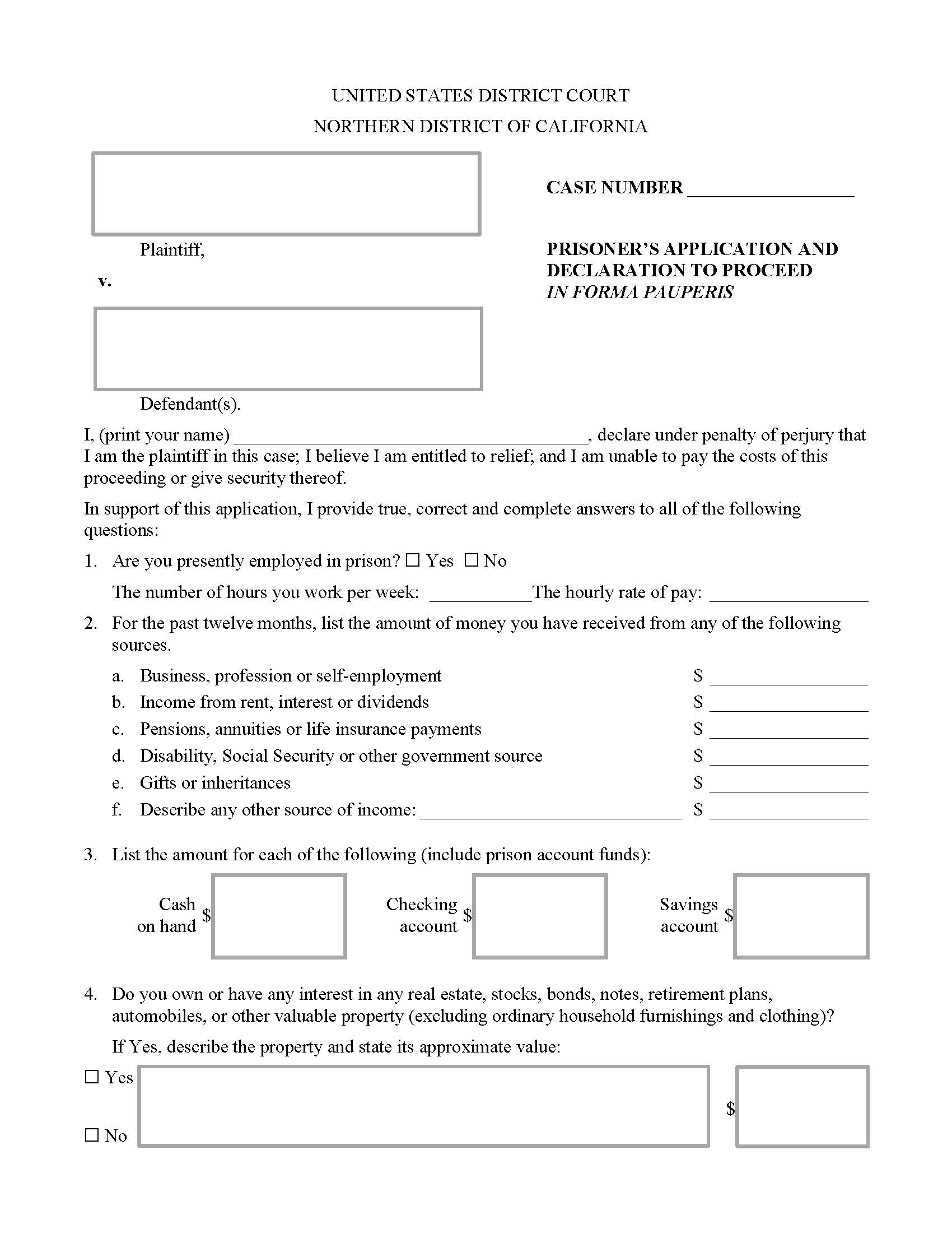 Prisoners Application To Proceed In Forma Pauperis | Pdf Fpdf Doc Docx | California