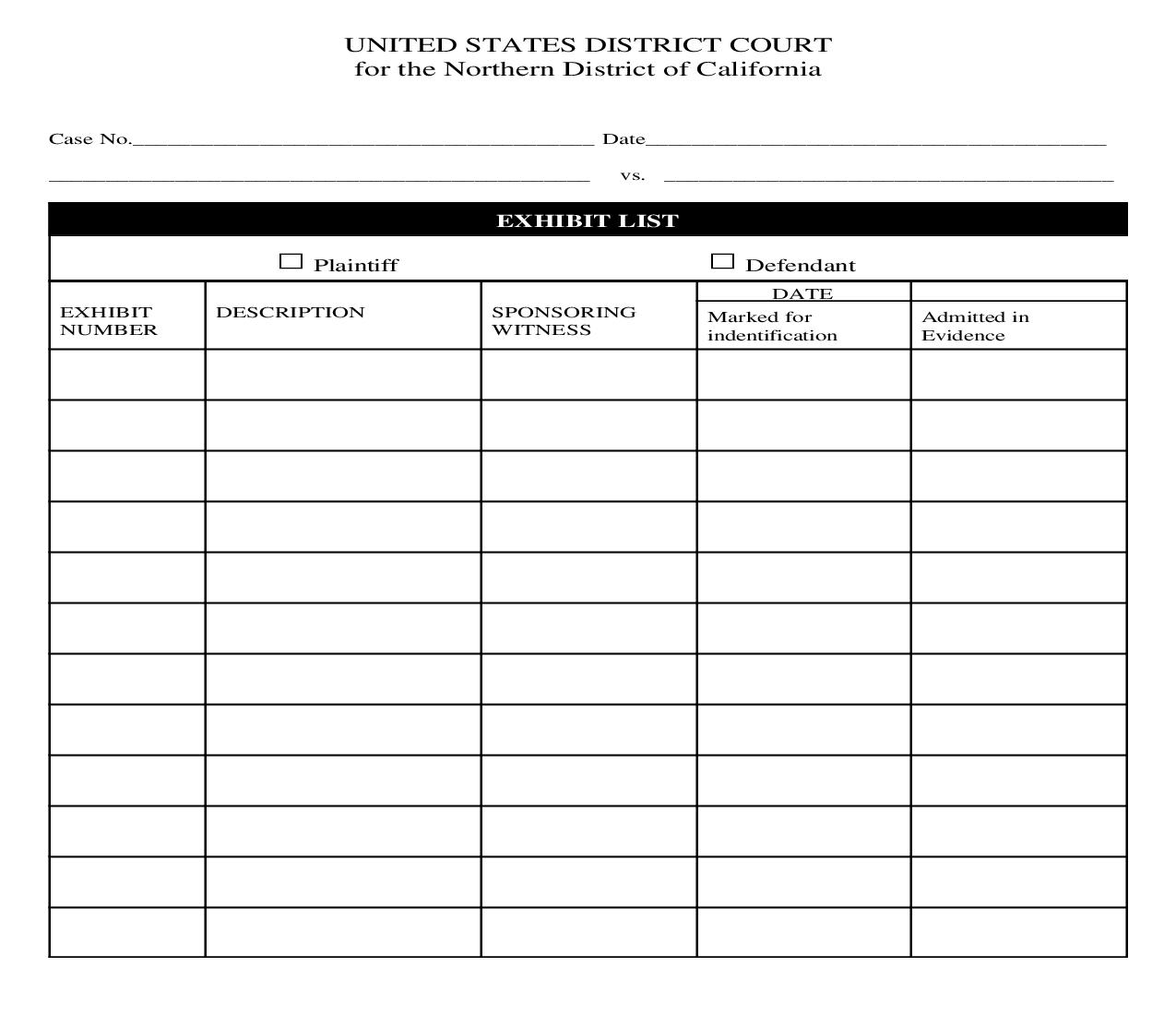 Exhibit List | Pdf Fpdf Doc Docx | California
