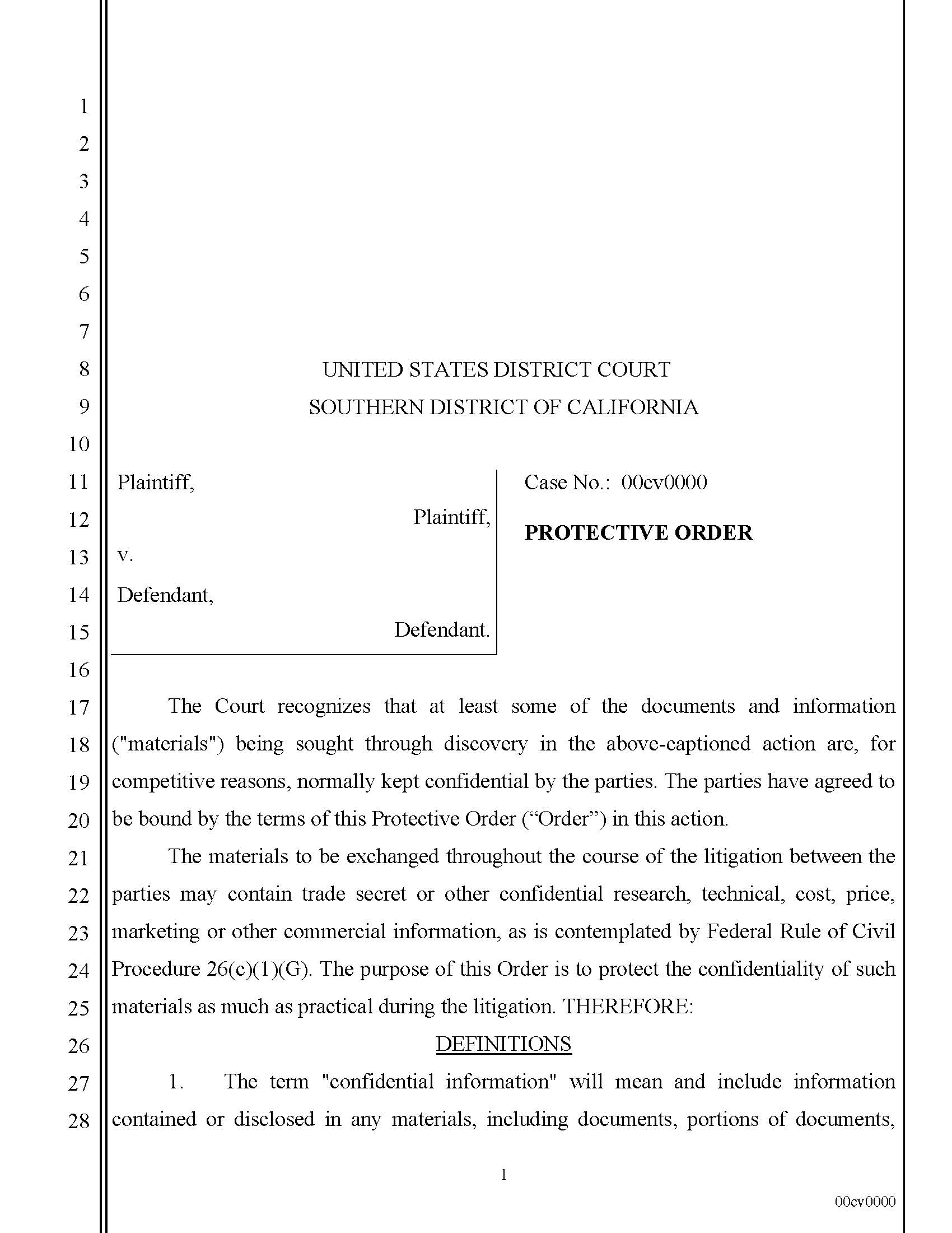 Model (Protective Order) | Pdf Fpdf Docx | California