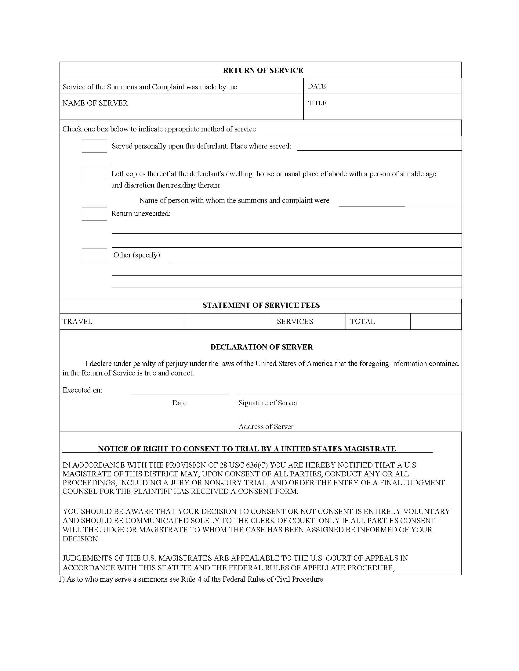 Return Of Service | Pdf Fpdf Doc Docx | California