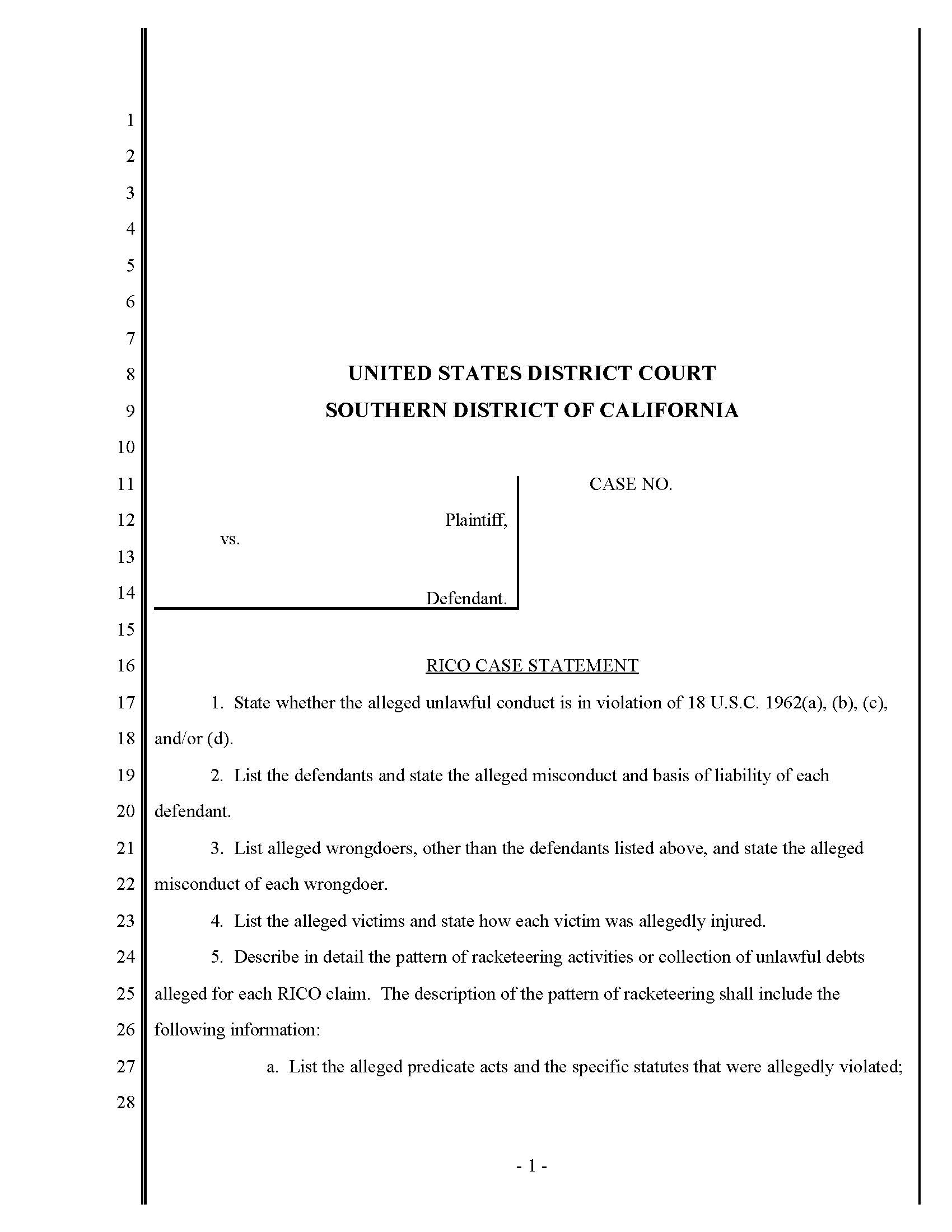 Rico Case Statement | Pdf Fpdf Doc Docx | California