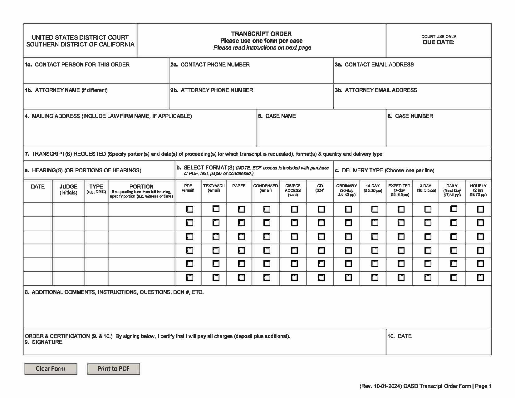 Transcript Order Form | Pdf Fpdf Docx | California