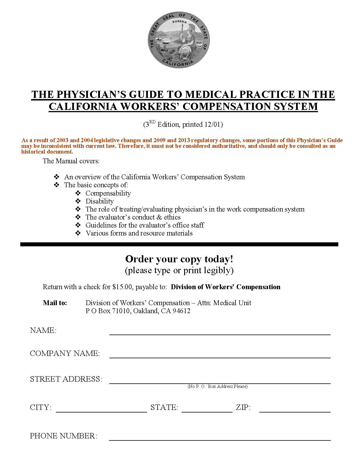 Physicians Guide Order Form | Pdf Fpdf Doc Docx | California