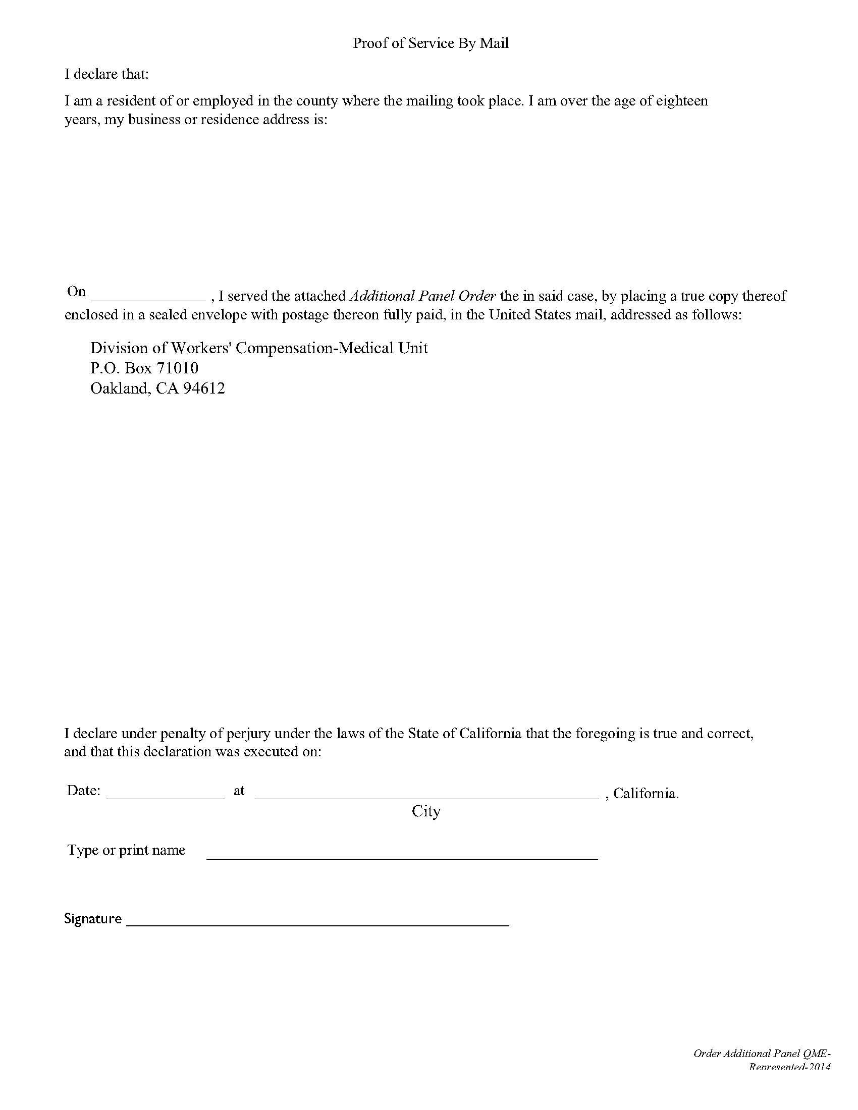 Represented Additional Panel Proof Of Service | Pdf Fpdf Doc Docx | California