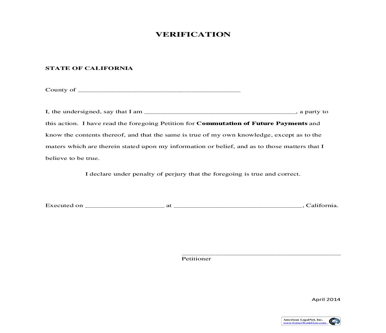 Verification (Commutation Of Future Payments) | Pdf Fpdf Doc Docx | California