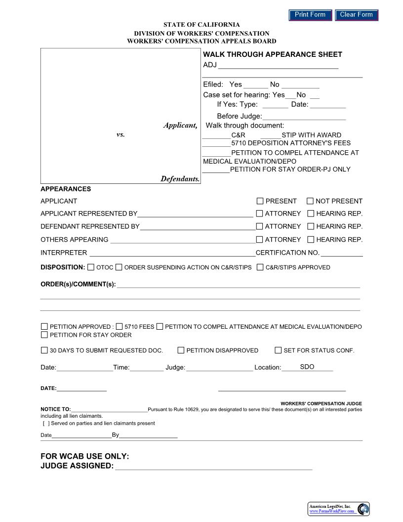 Walk Through Appearance Sheet (San Diego District) | Pdf Fpdf Doc Docx | California