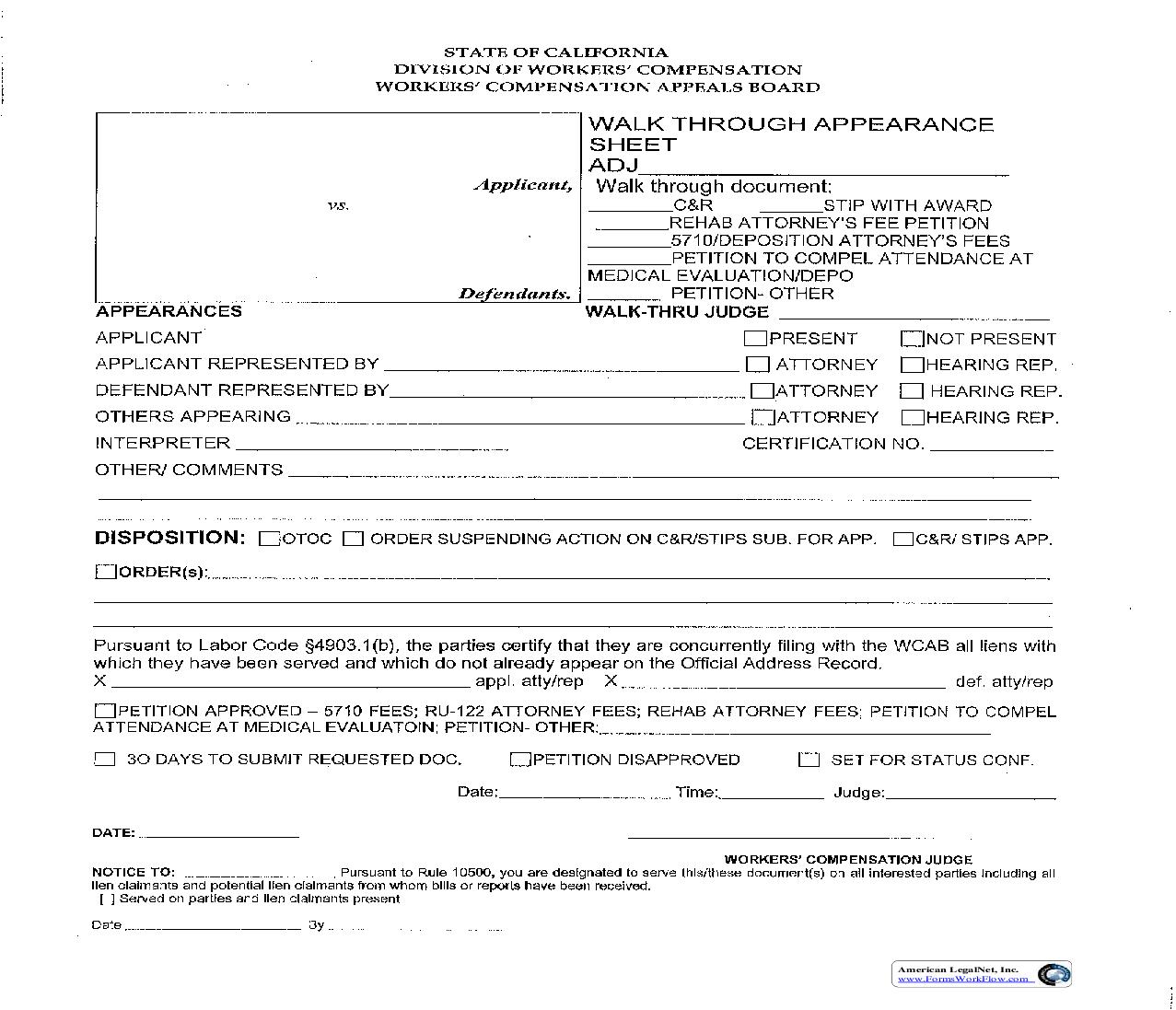 Walk Through Appearance Sheet | Pdf Fpdf Doc Docx | California