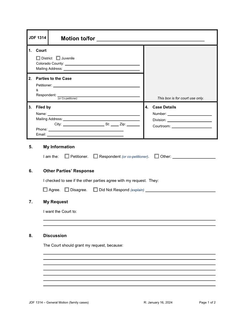 Motion For {JDF 1314} | Pdf Fpdf Doc Docx | Colorado