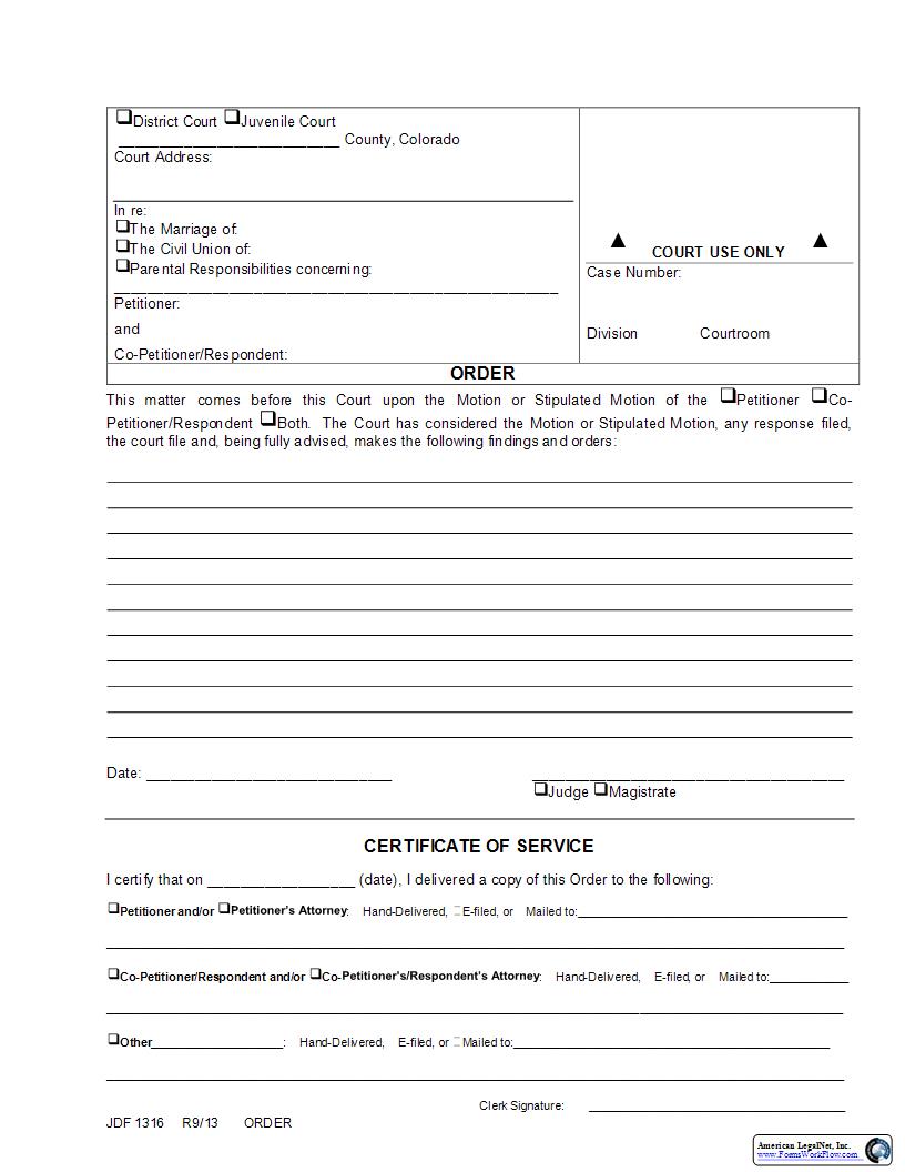 Order {JDF 1316} | Pdf Fpdf Docx | Colorado