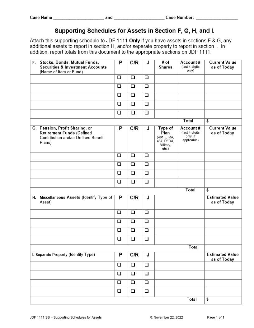 Supporting Schedules For Assets - Form 35.3 {JDF 1111SS} | Pdf Fpdf Doc Docx | Colorado