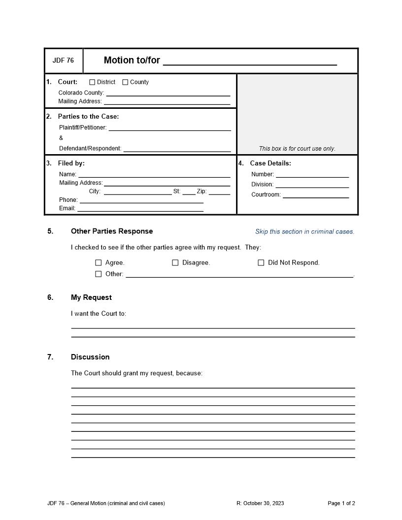 Motion To {JDF 76} | Pdf Fpdf Docx | Colorado