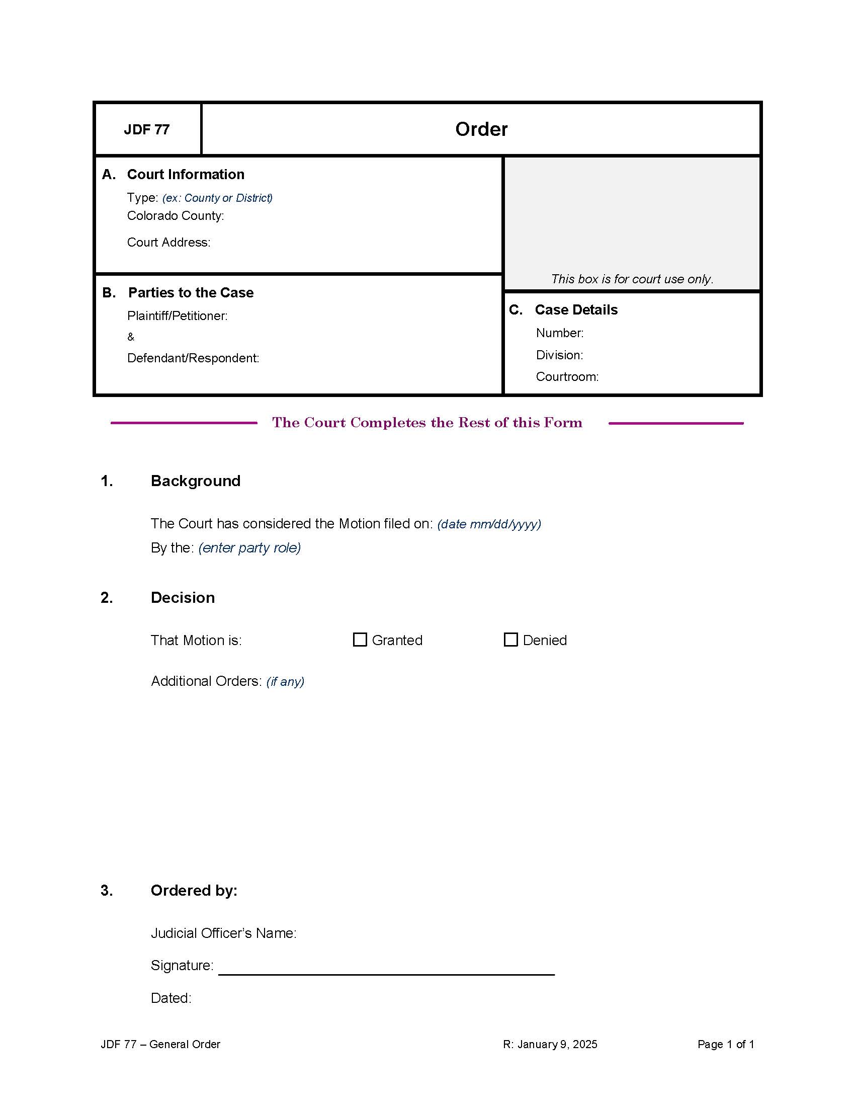 Order {JDF 77} | Pdf Fpdf Doc Docx | Colorado