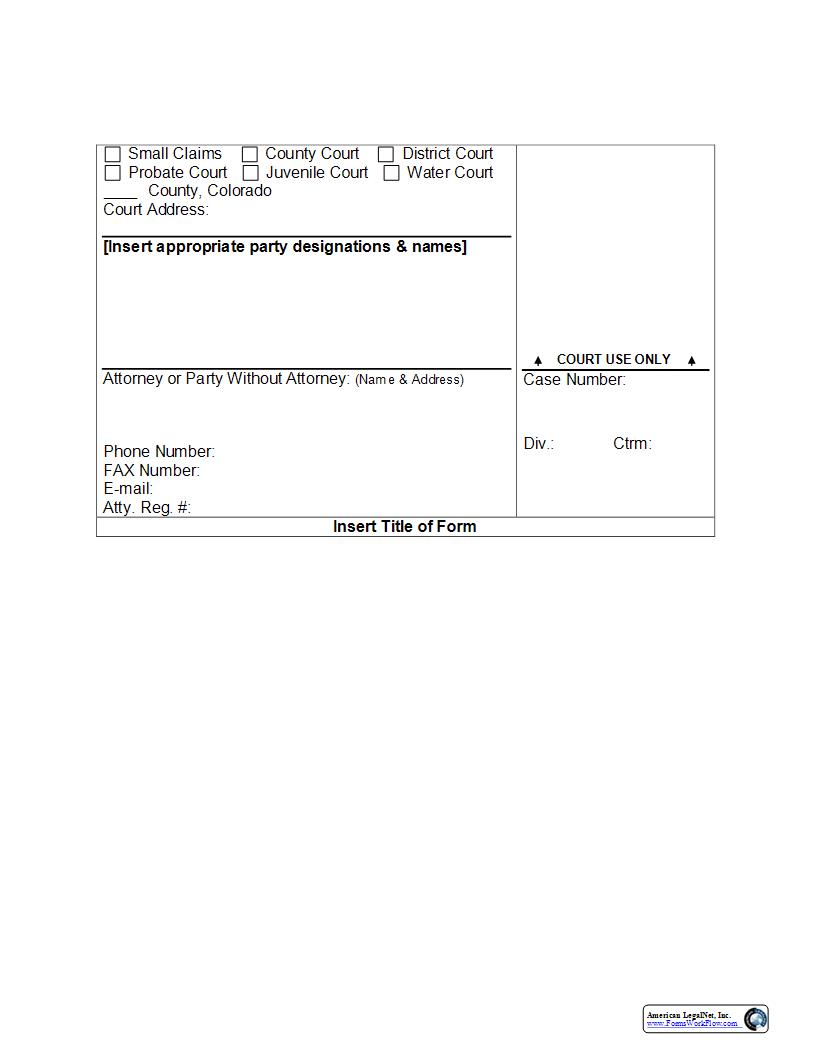 Pleading Template | Pdf Fpdf Docx | Colorado