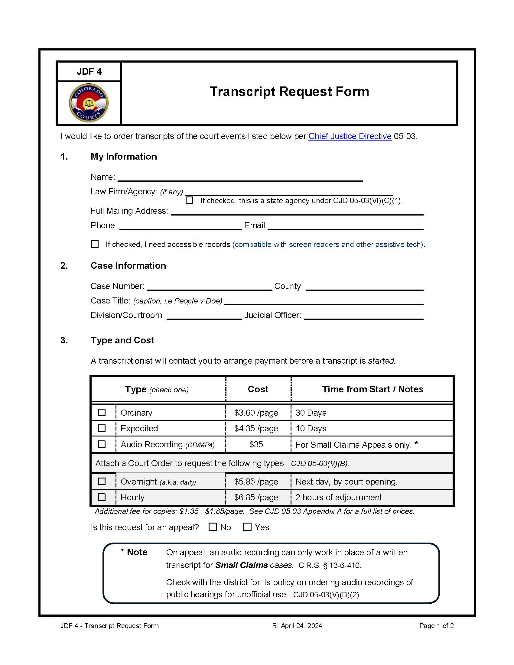 Transcript Request Form {JDF 4} | Pdf Fpdf Docx | Colorado